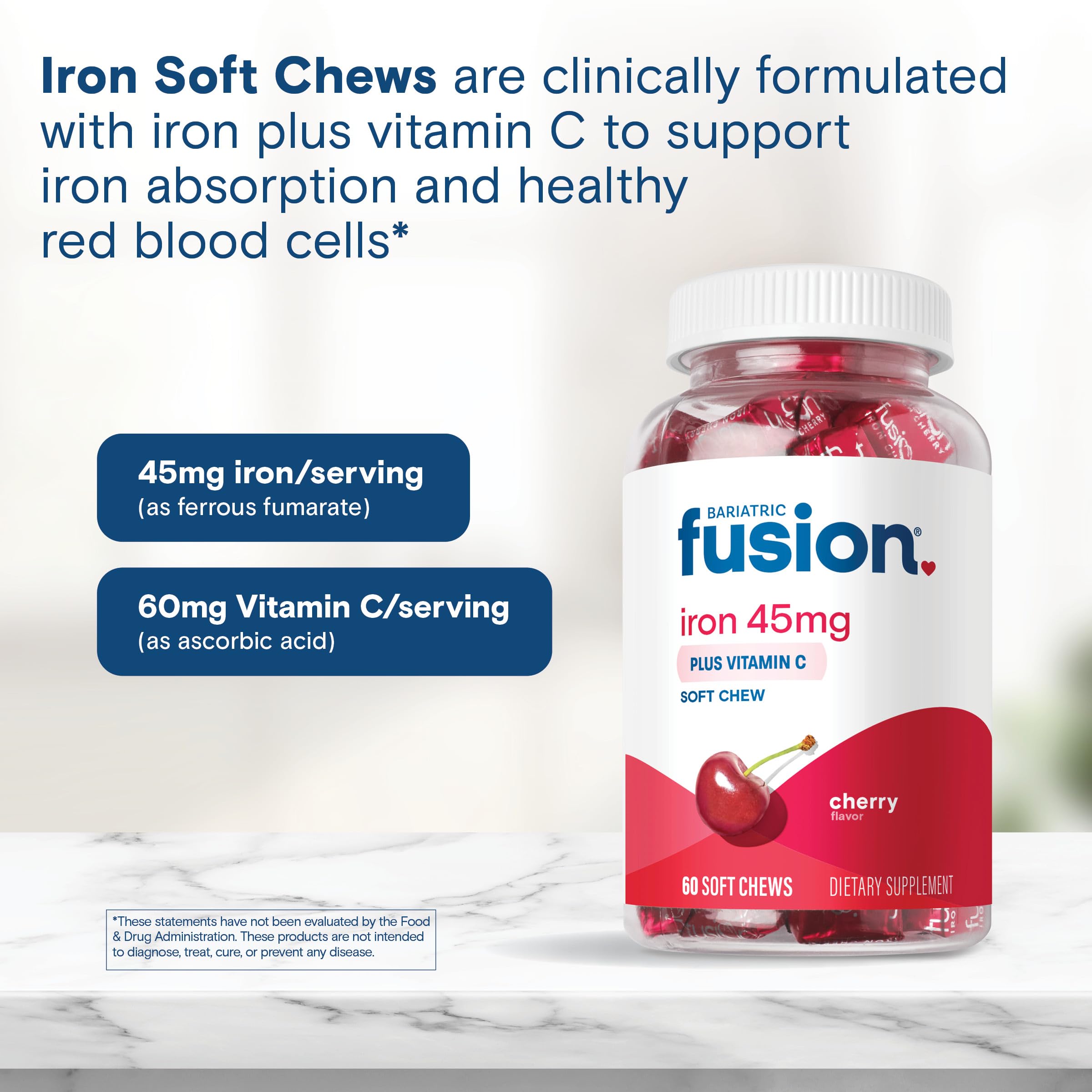 Bariatric Fusion etiqueta con ferrous fumarate 45 mg y vitamina C