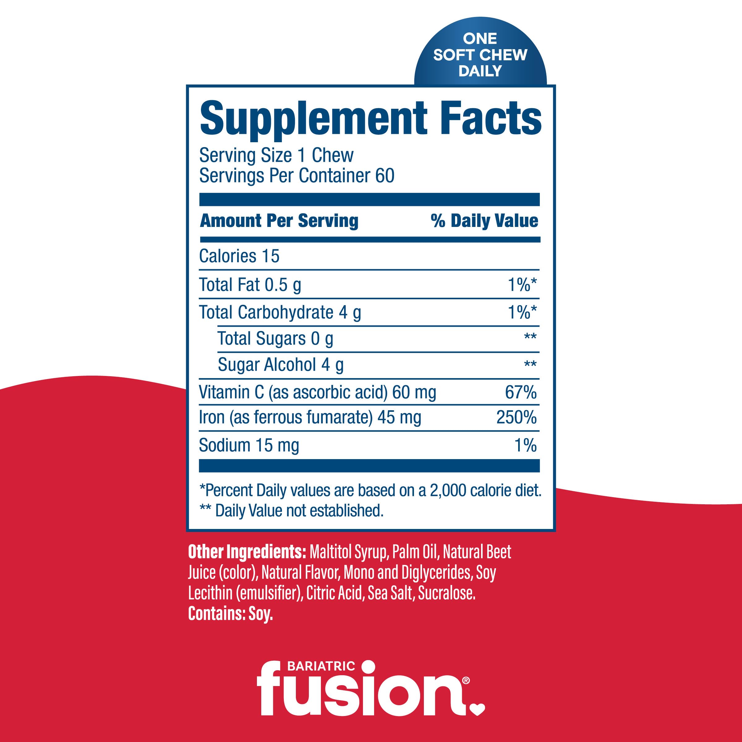 Bariatric Fusion masticable envuelto individualmente para higiene
