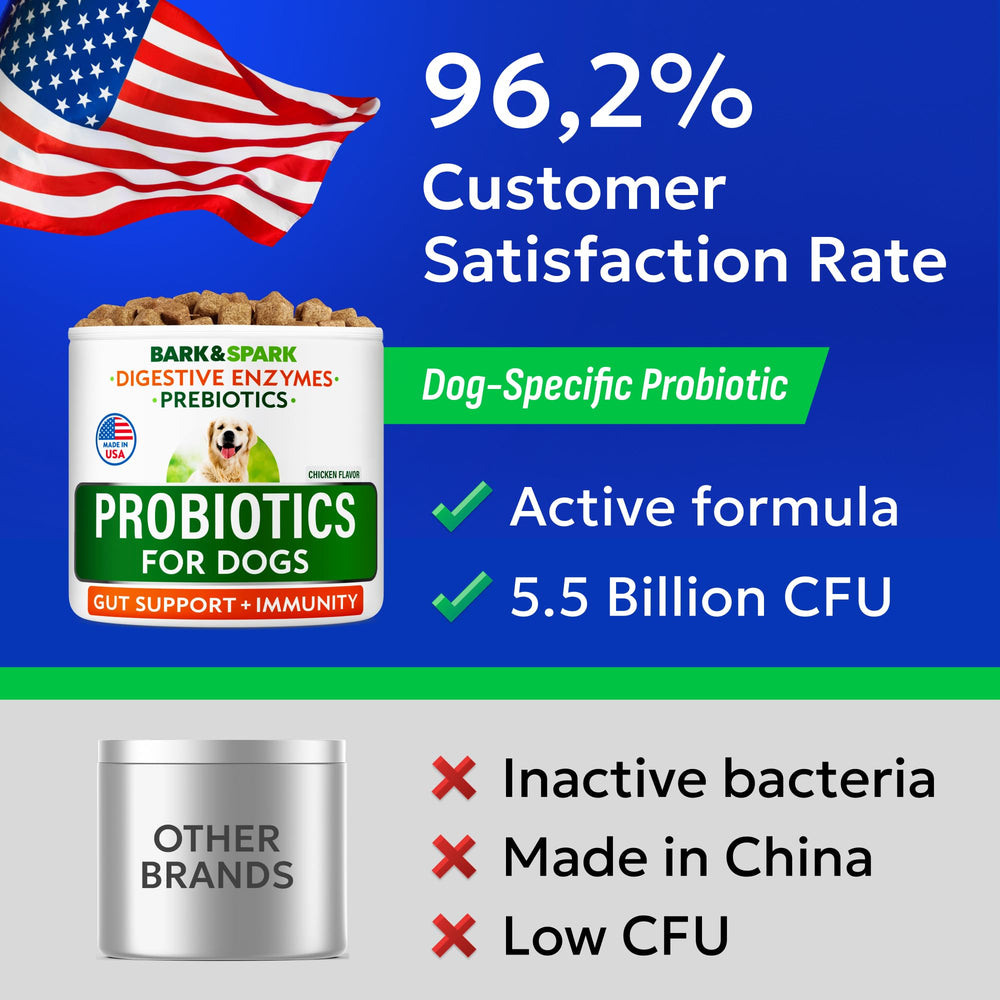 BARK&SPARK label close-up showing probiotic strains and dosing info