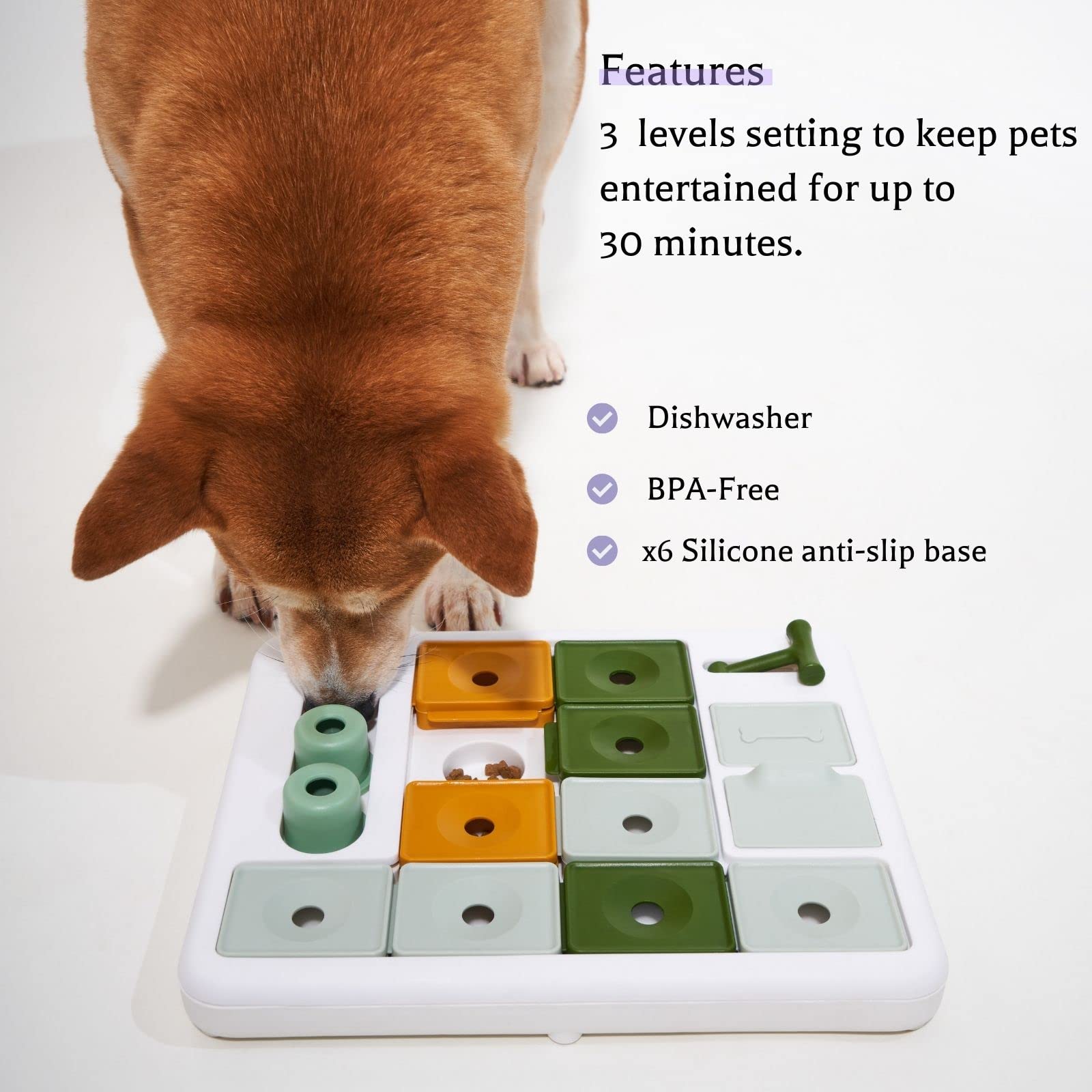 Barkwhiz perro interactuando con el puzzle para reducir aburrimiento