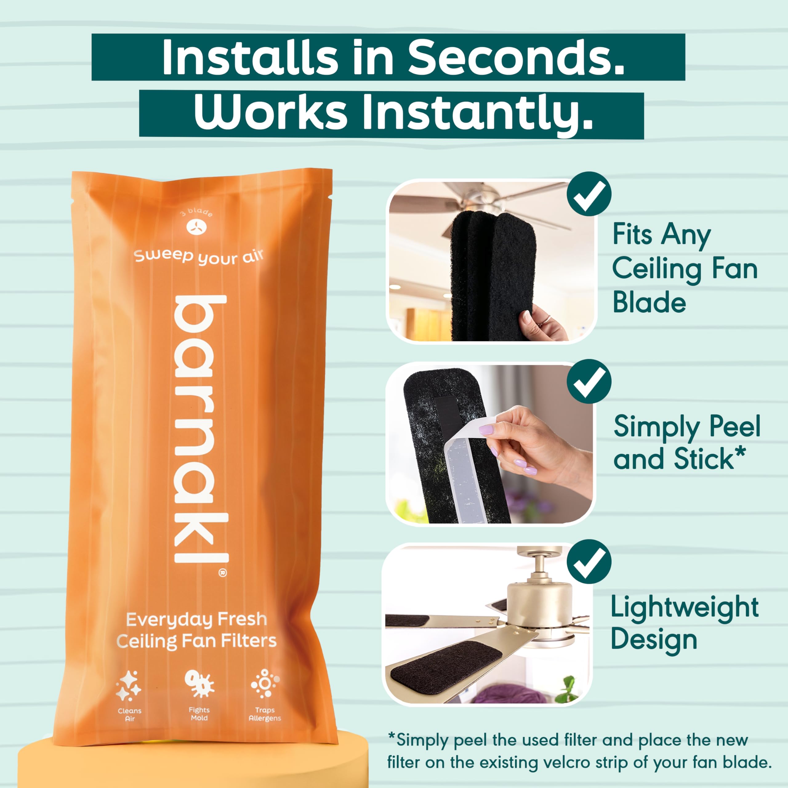 barnakl filtro junto a una regla para comparar tamaño y ajuste universal