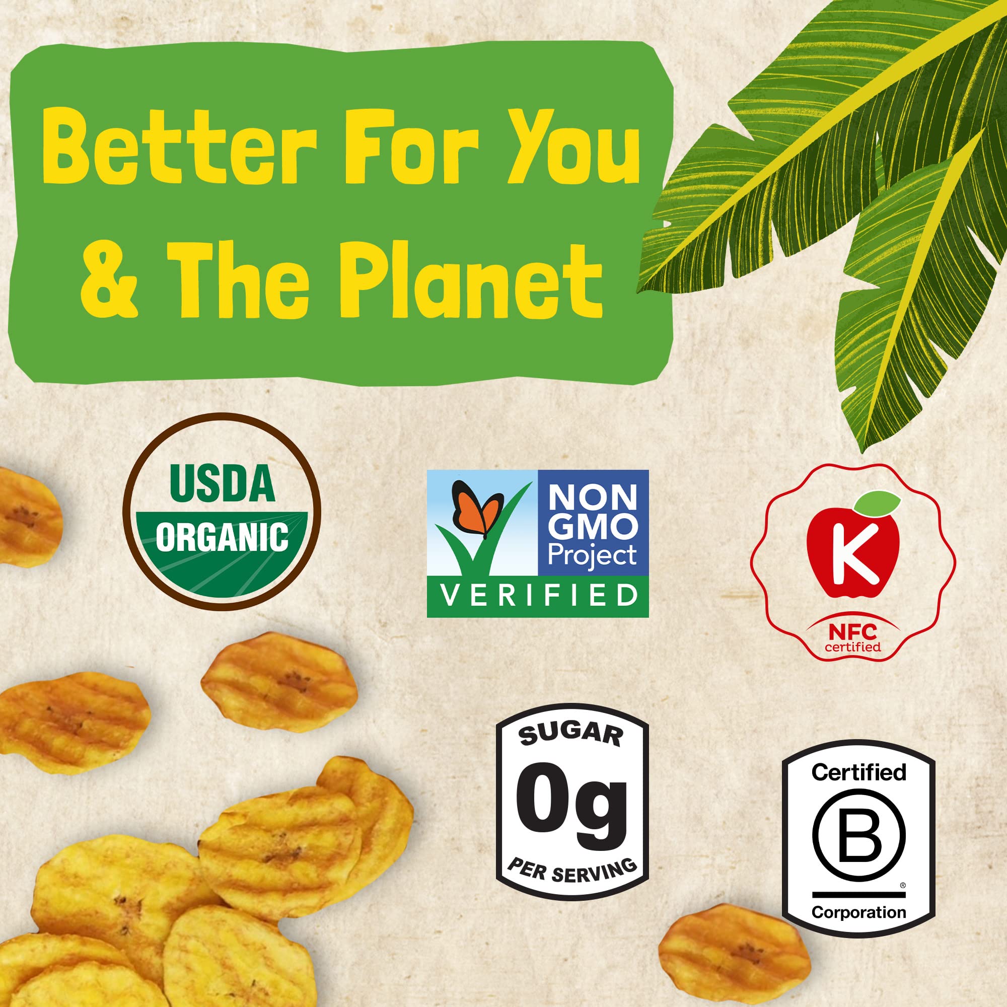 Barnana plátanos verdes y aceite de coco que enfatizan ingredientes simples