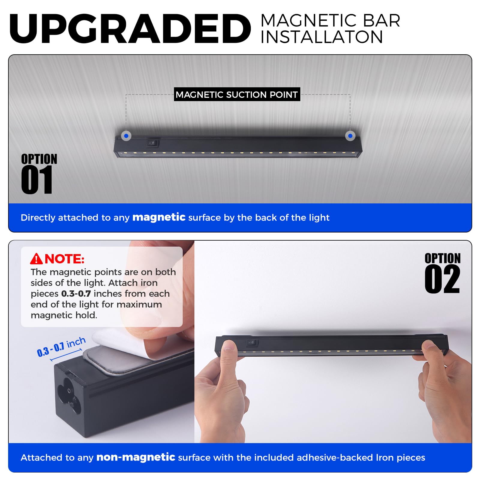 Barrina magnetic bar attachment demonstrating quick mounting on metal surfaces