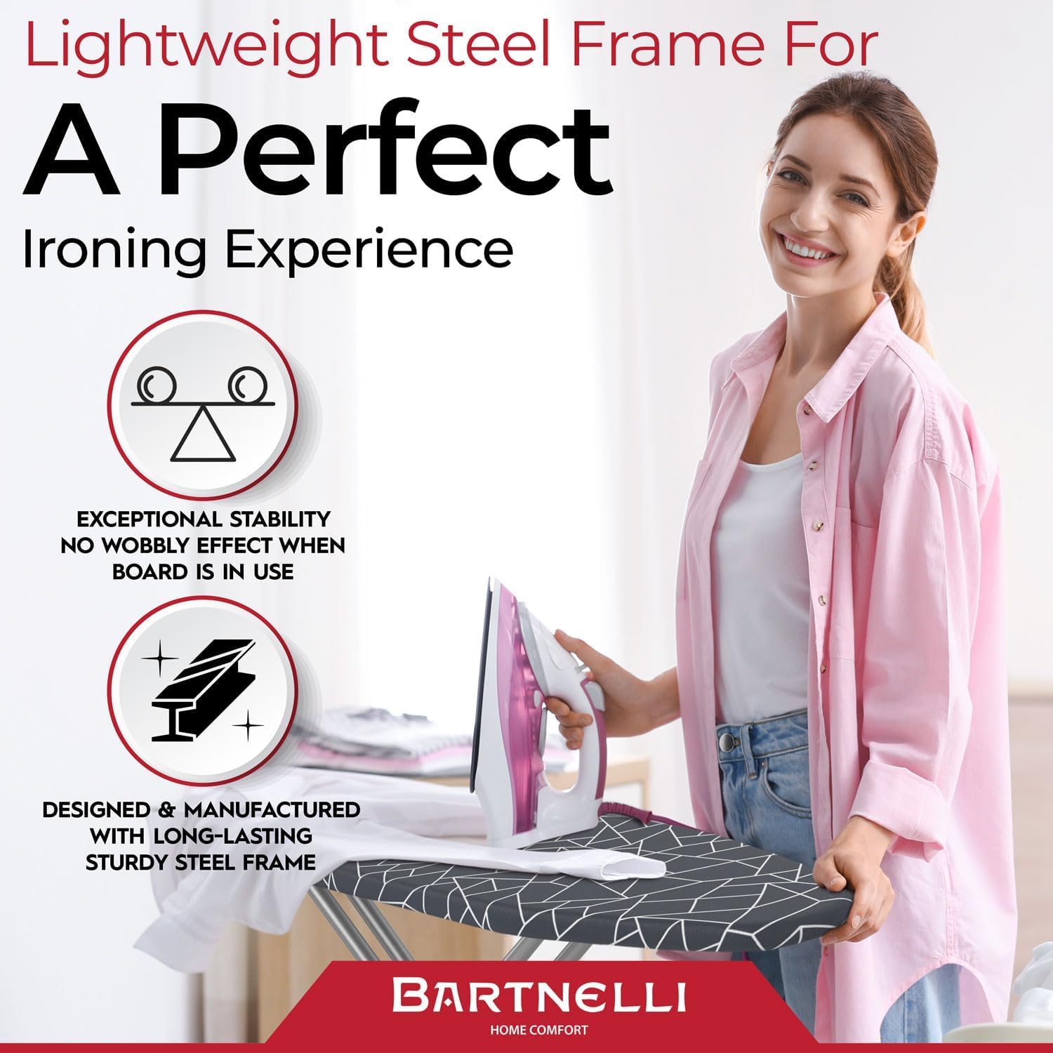 Bartnelli tabla guardada verticalmente optimizando espacio en armario
