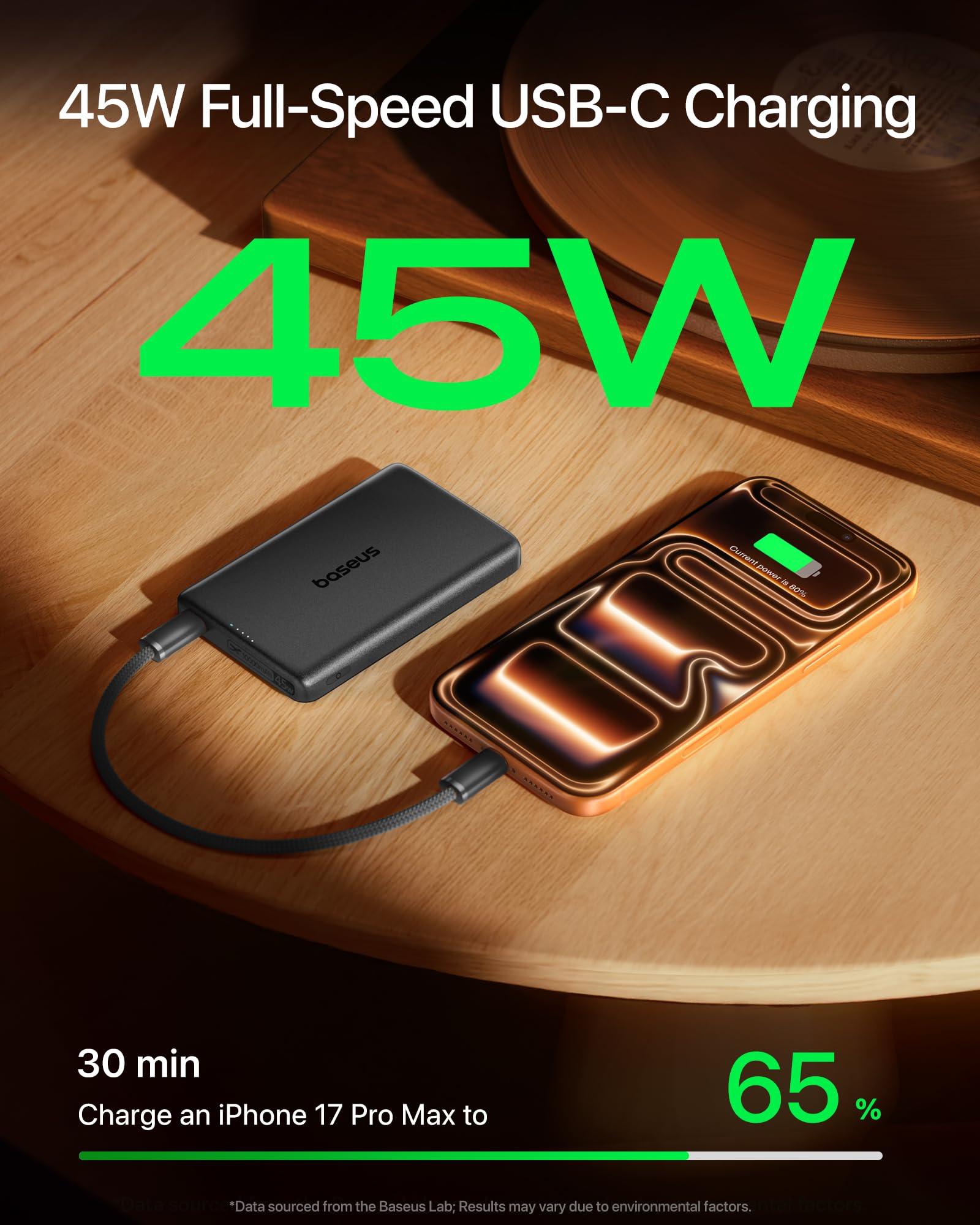 Baseus Picogo AM52 cargando un iPhone, conveniencia magnética en movimiento