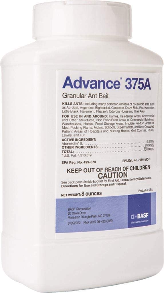 BASF Advance 375a front packaging showing product and usage information for targeted ant control
