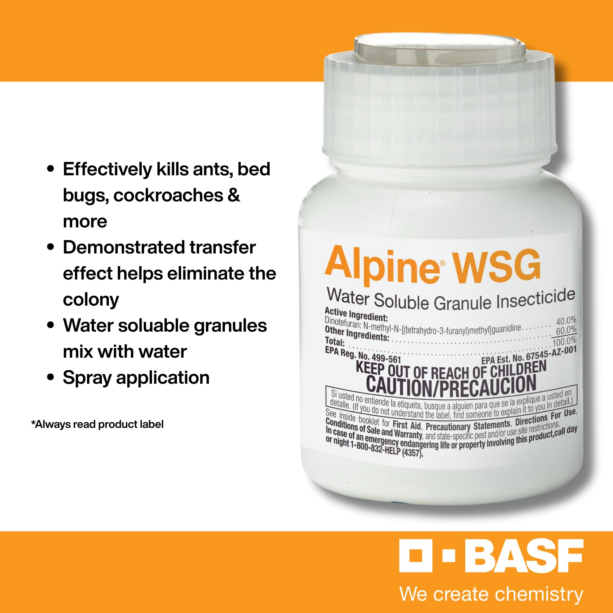 BASF Alpine WSG primer plano de gránulos solubles, mezcla clara y sin residuos