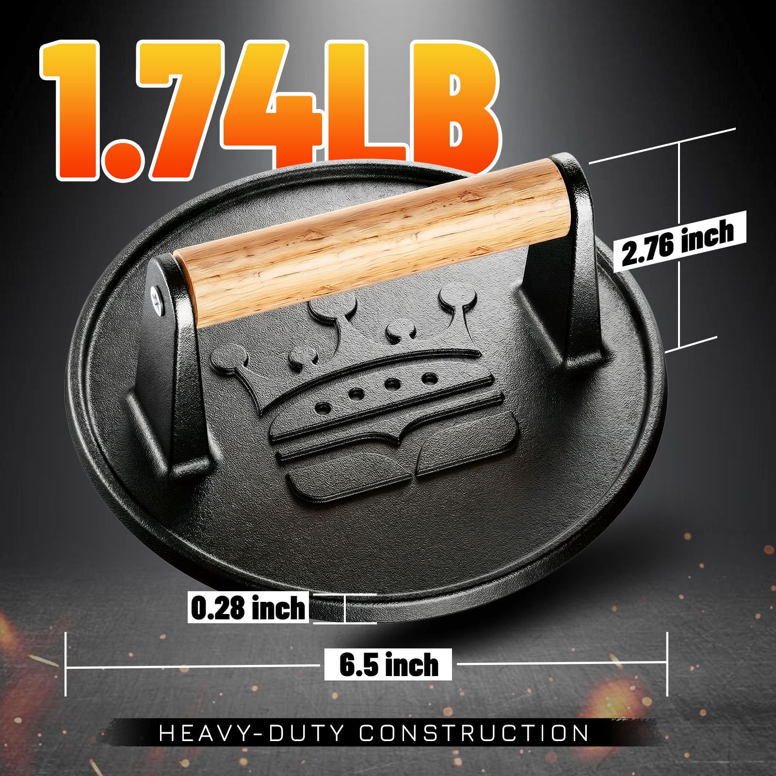 Basinel comparativa tamaño 6.5" junto a utensilios, encaje general