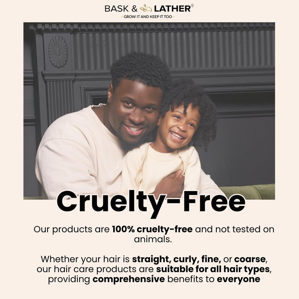 BASK & LATHER uso en niña peinando bordes, sugiere apto para todas las edades