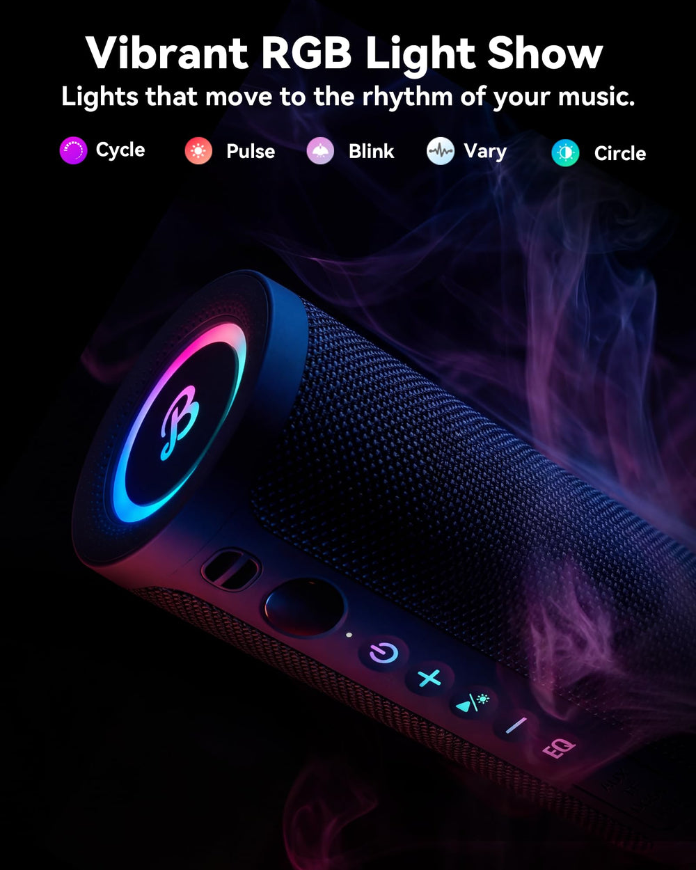 BassBloom Roar 3 junto a un teléfono para ver escala y tamaño compacto