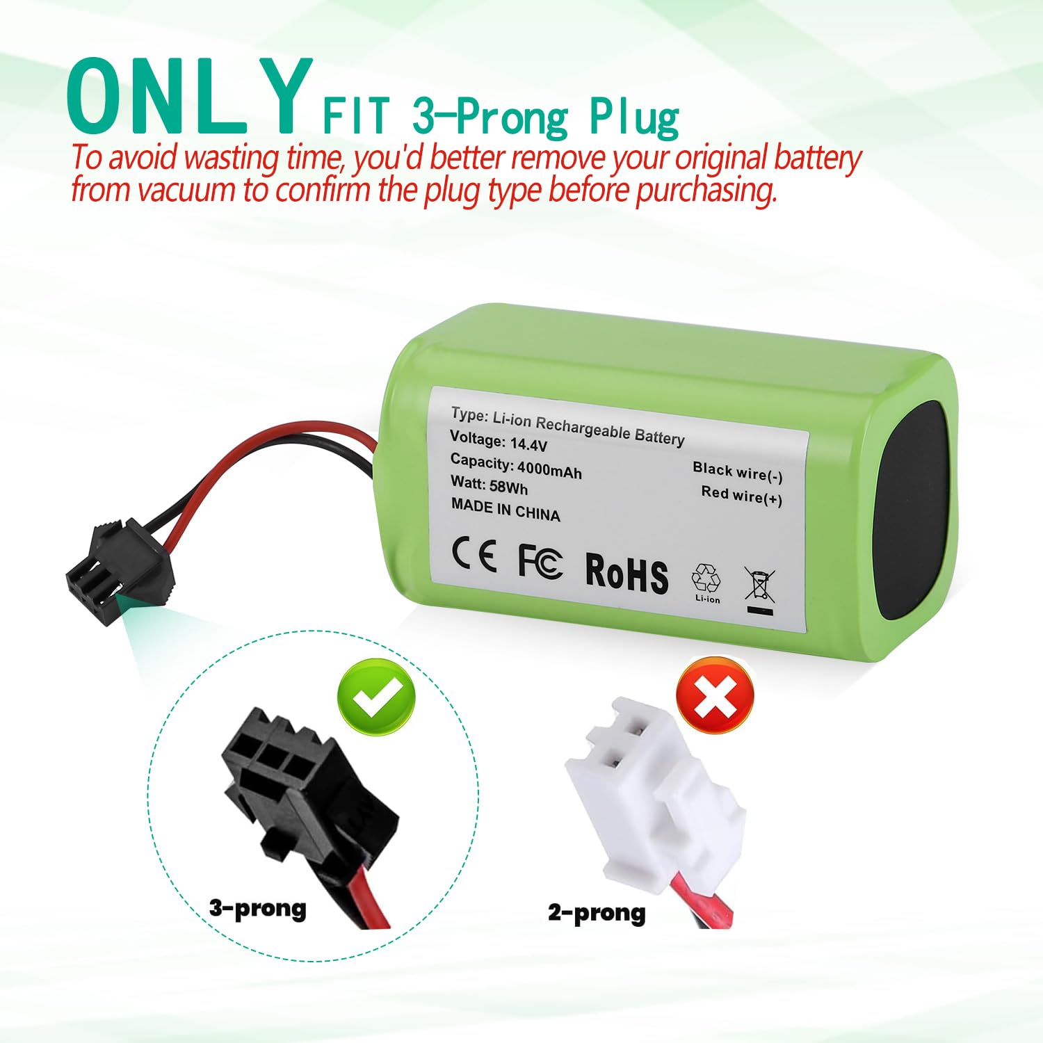 Batryuic etiqueta con especificaciones 4000mAh 14.4V para ver datos técnicos