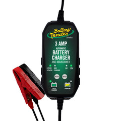 Battery Tender vista frontal del cargador mostrando diseño compacto y facilidad
