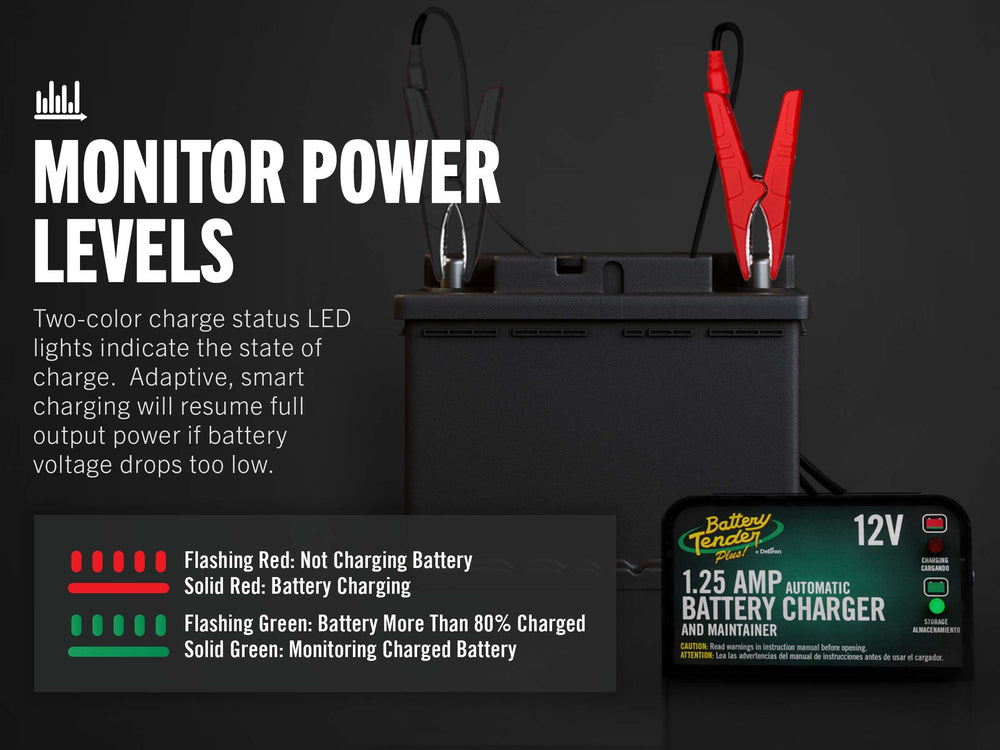 Battery Tender conectado a una motocicleta para mantenimiento seguro