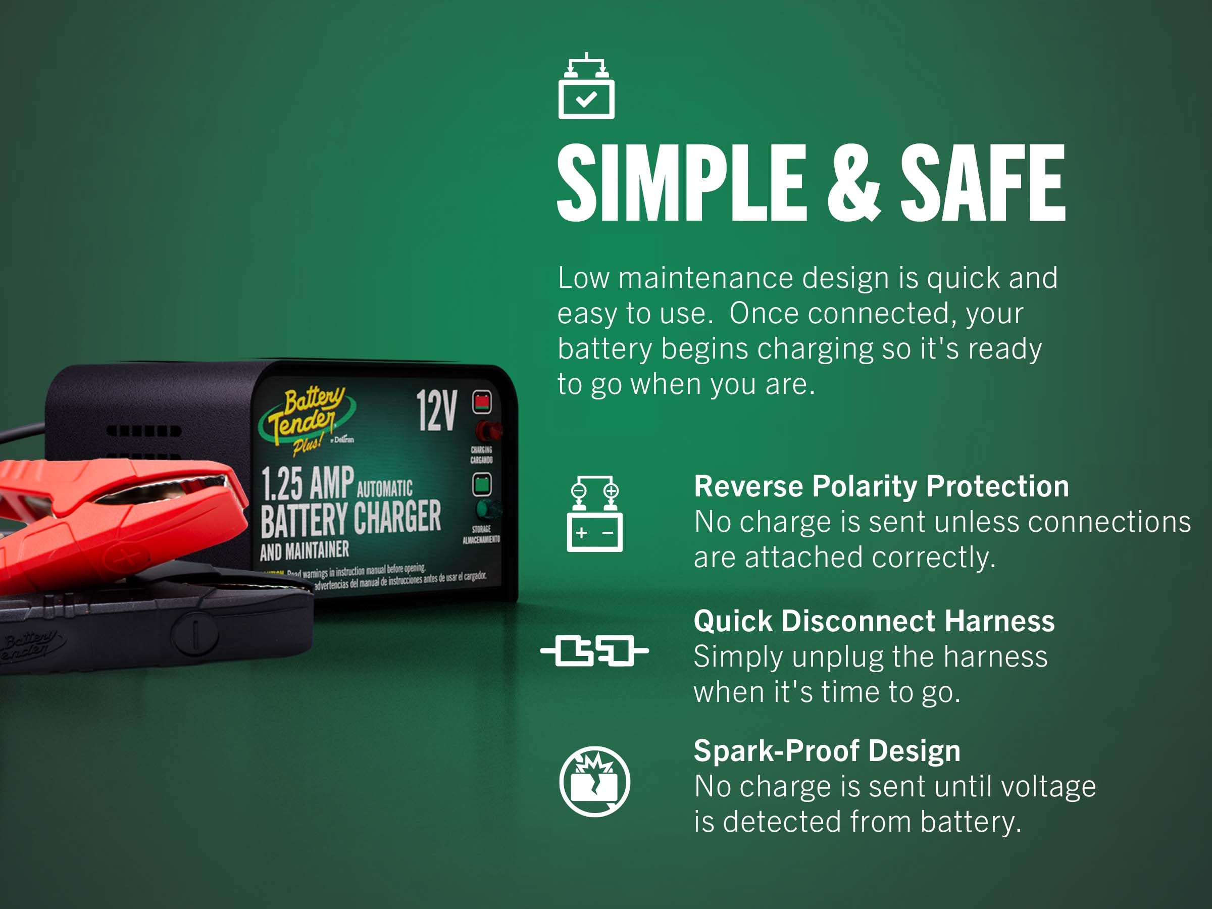 Battery Tender pinza y terminal anular incluidos para múltiples usos
