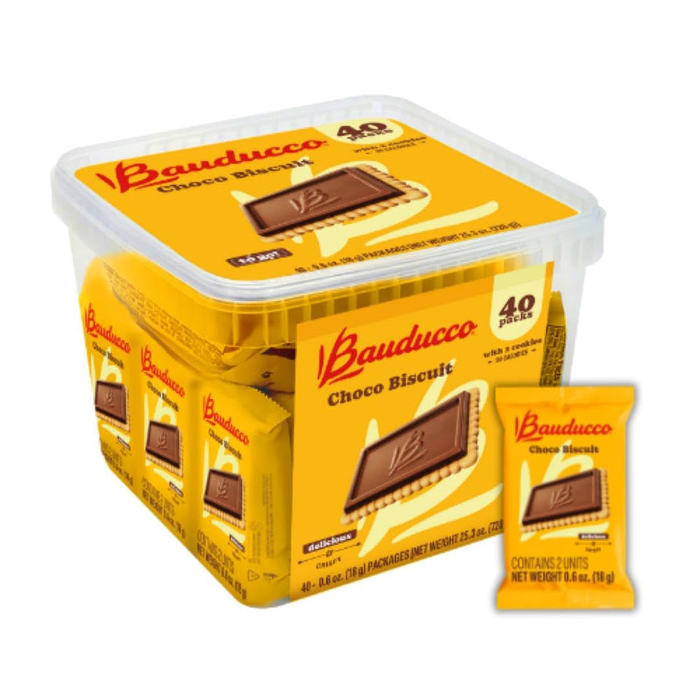 Bauducco empaque frontal mostrando pack de 40 unidades y atractivo