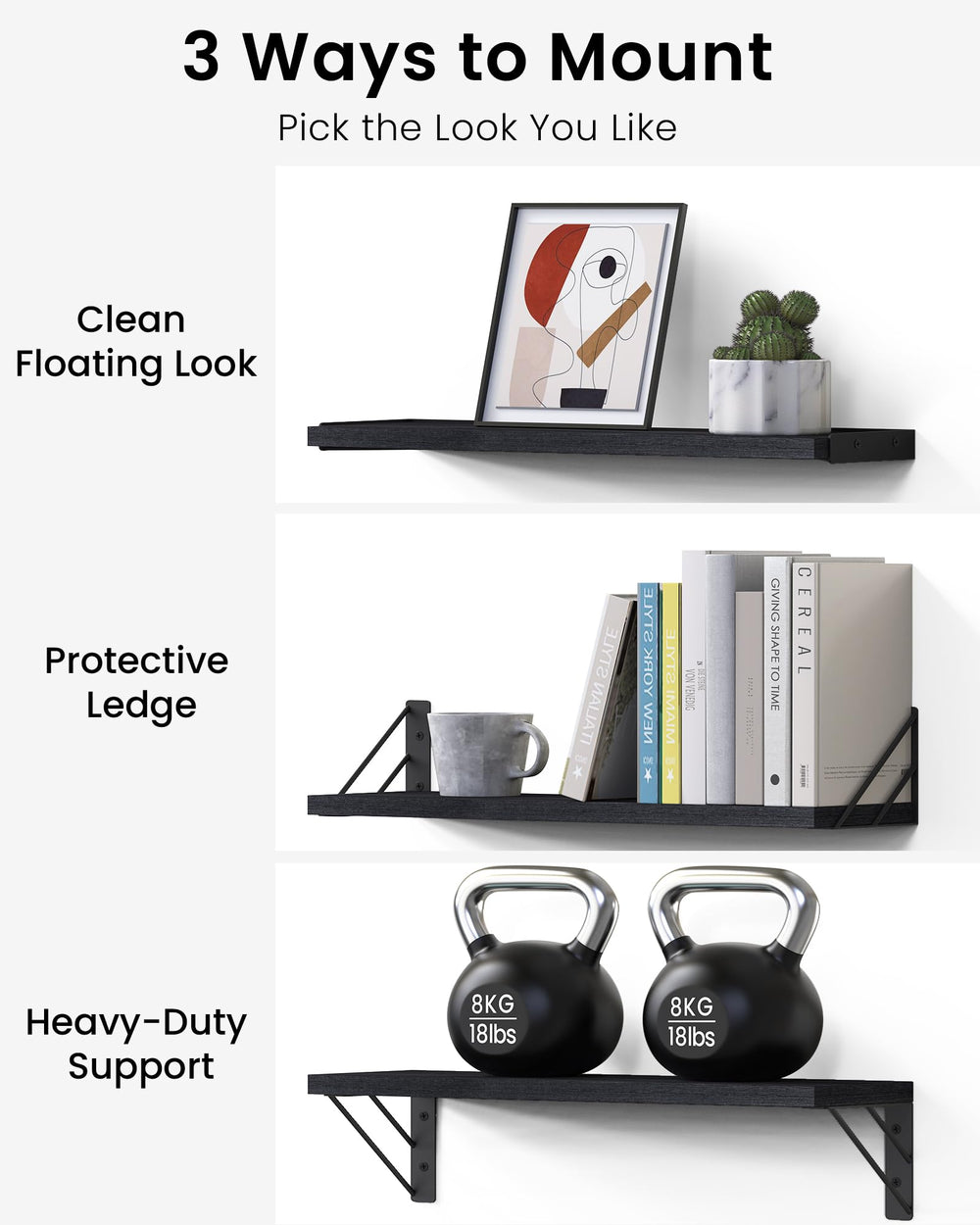 BAYKA shelf holding towels and baskets illustrating neat, concealed bathroom storage