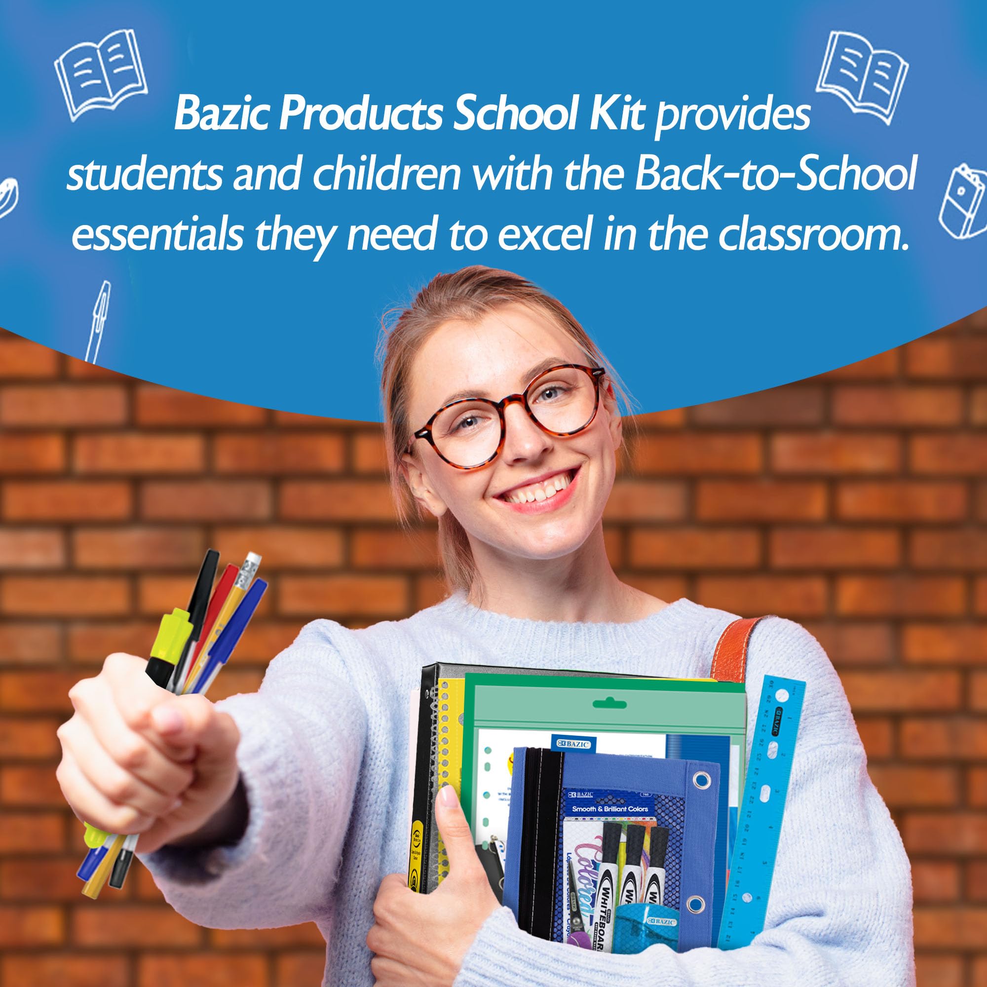 BAZIC PRODUCTS estuche de malla con útiles, mantiene orden y accesibilidad