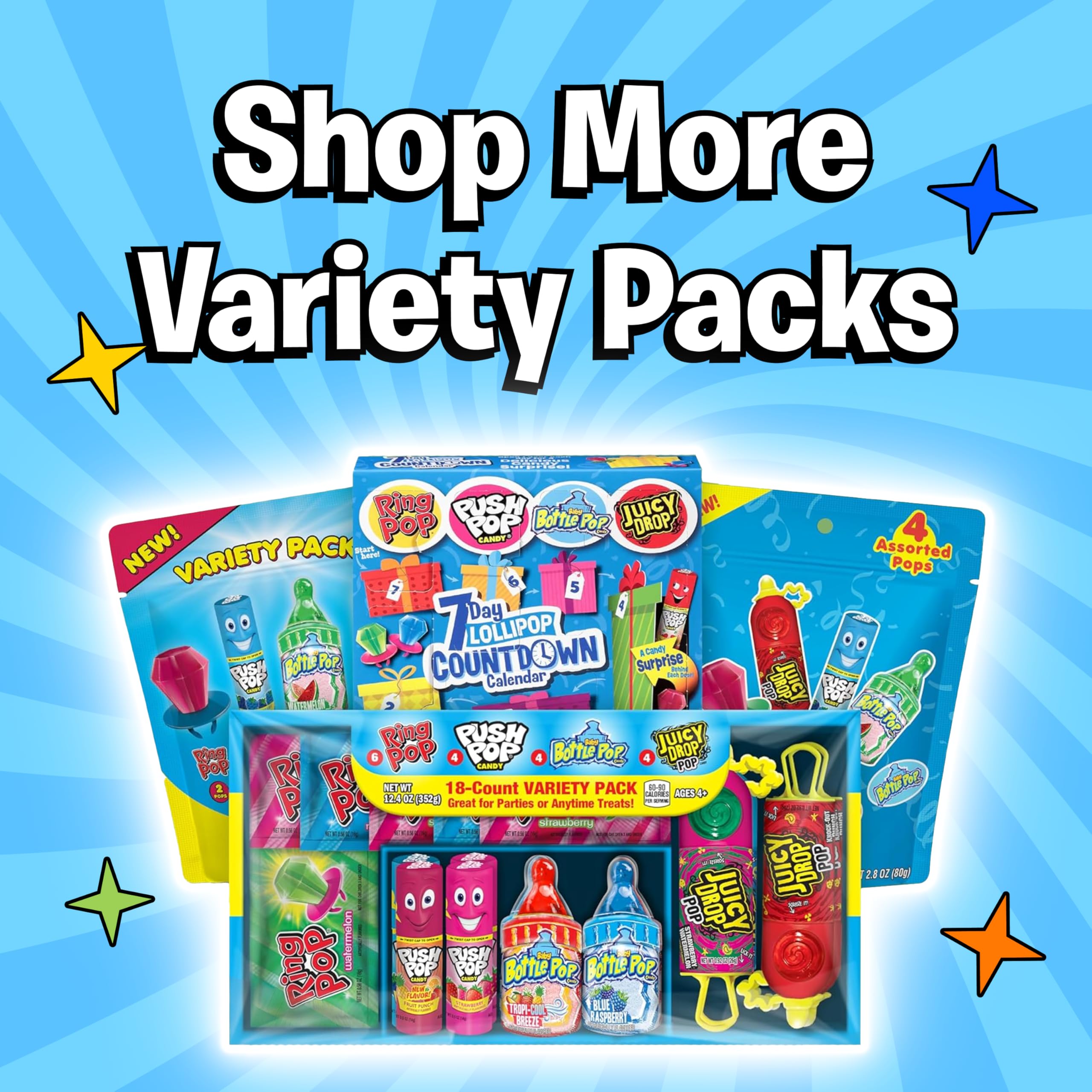 Bazooka Candy Brands paletas en mesa de fiesta, atractivo visual para invitados