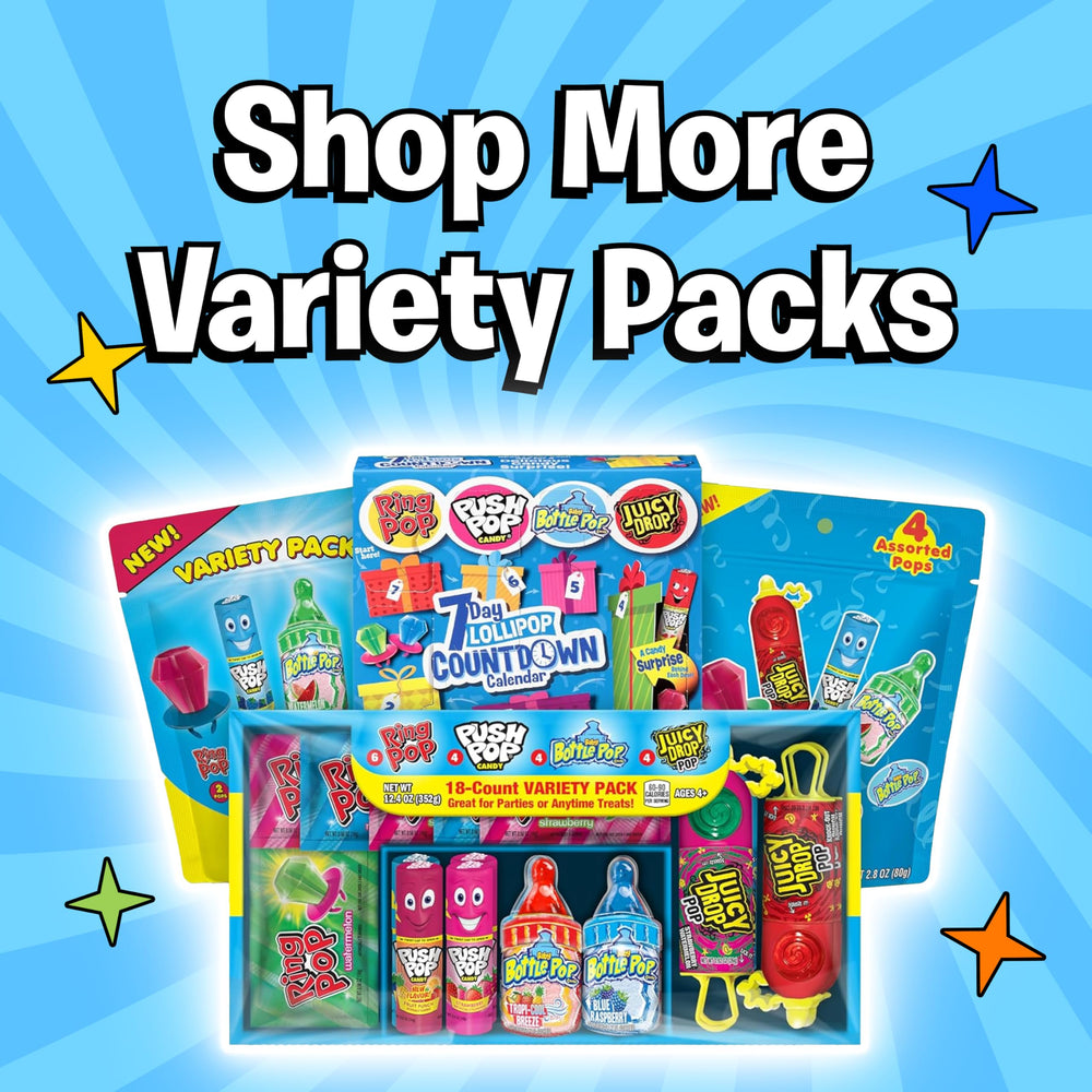 Bazooka Candy Brands paletas en mesa de fiesta, atractivo visual para invitados