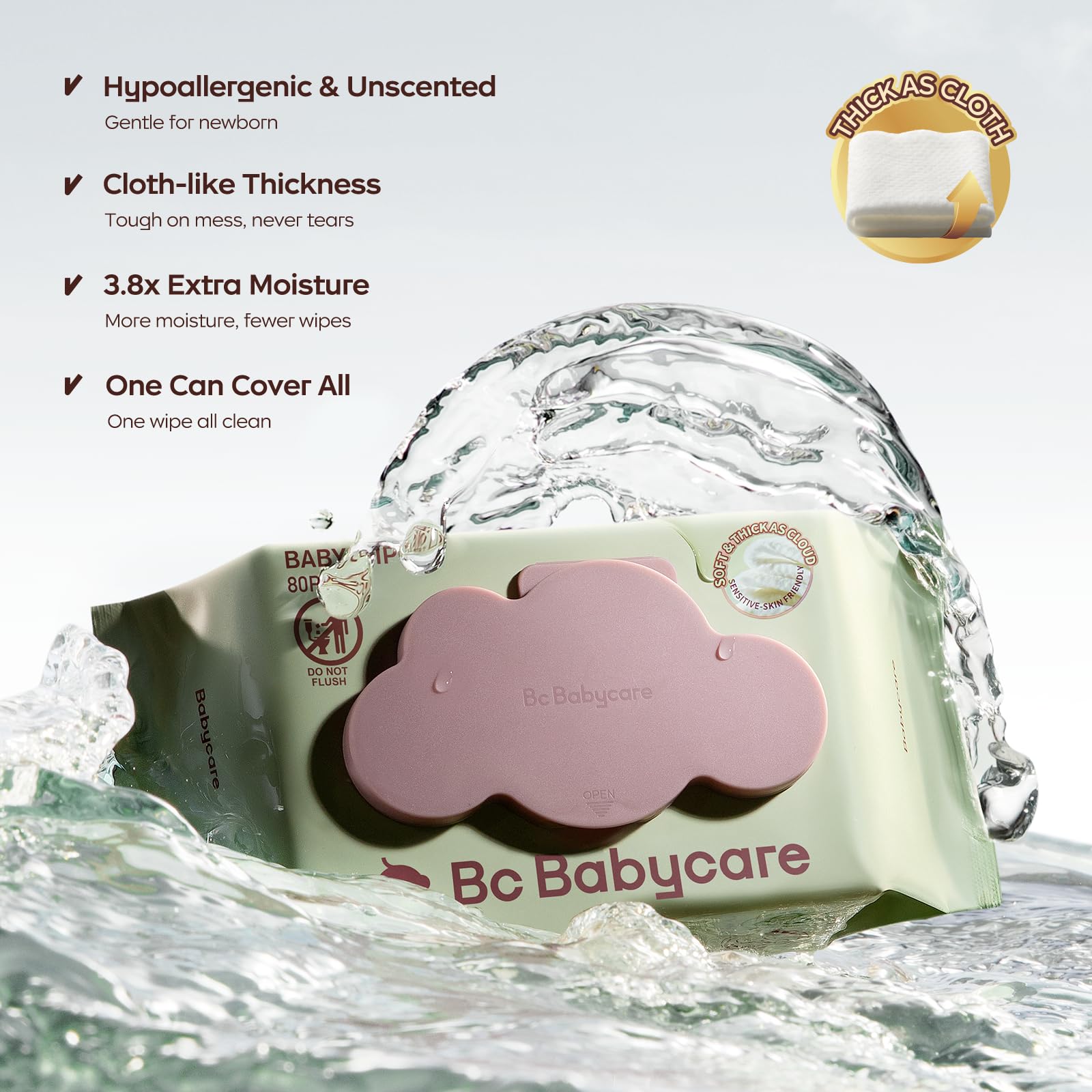bc babycare primer plano de la textura gruesa, limpieza sin rasgado