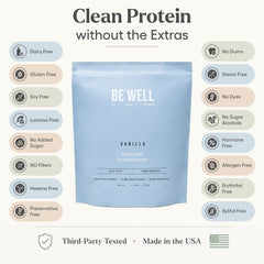 Be Well by Kelly cuchara con polvo destacando ingredientes minimalistas y sin azúcares