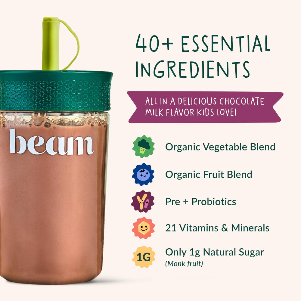 BEAM niños tomando batido, soporte nutricional diario