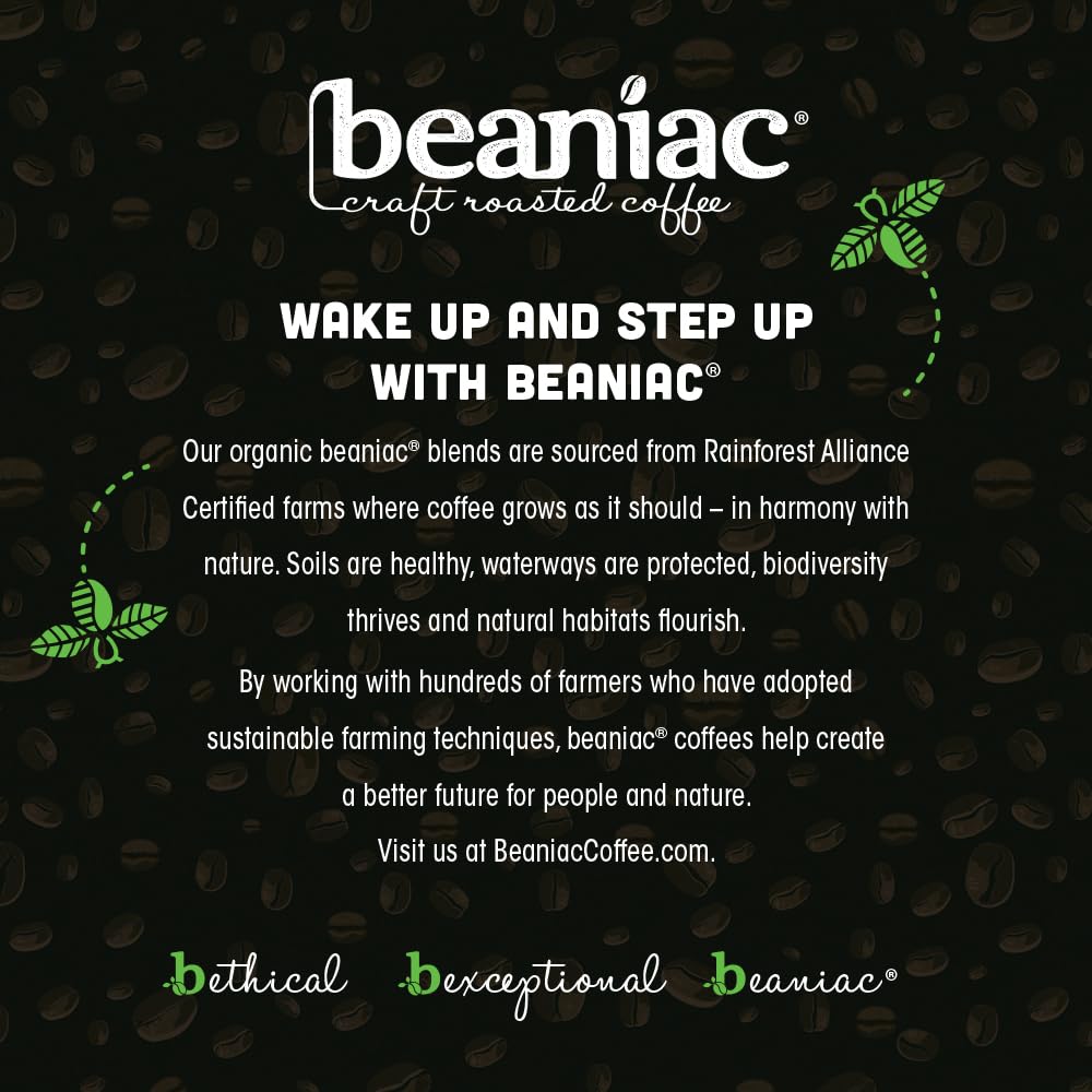 beaniac ground coffee pour detail into a spoon, highlights fresh Arabica aroma