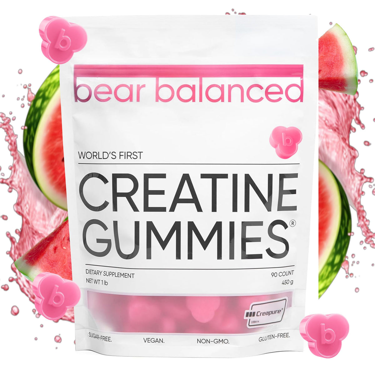 Bear Balanced frente del envase mostrando 90 gomitas y conveniencia