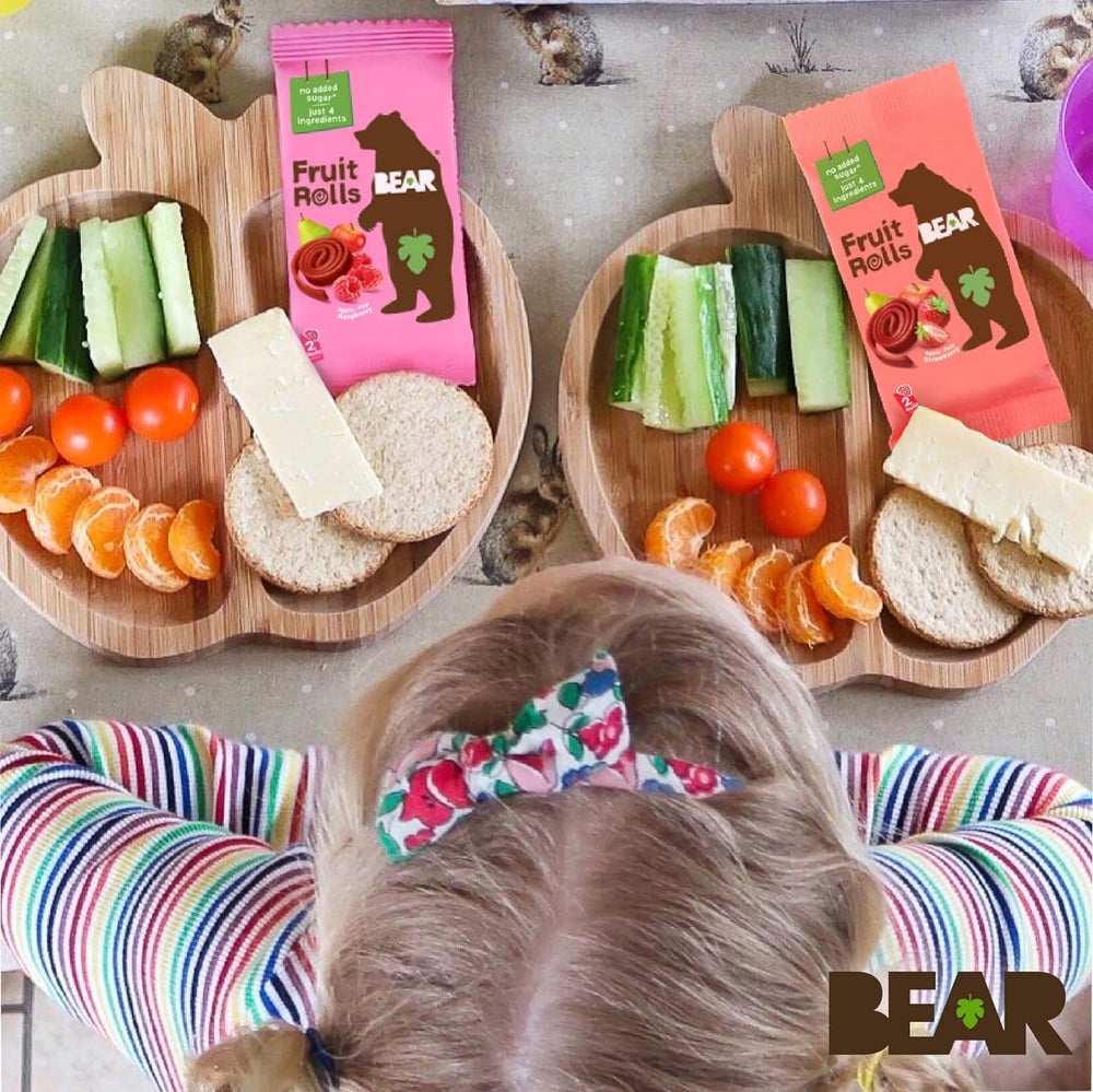 BEAR rollitos servidos en plato, presentación para merienda familiar