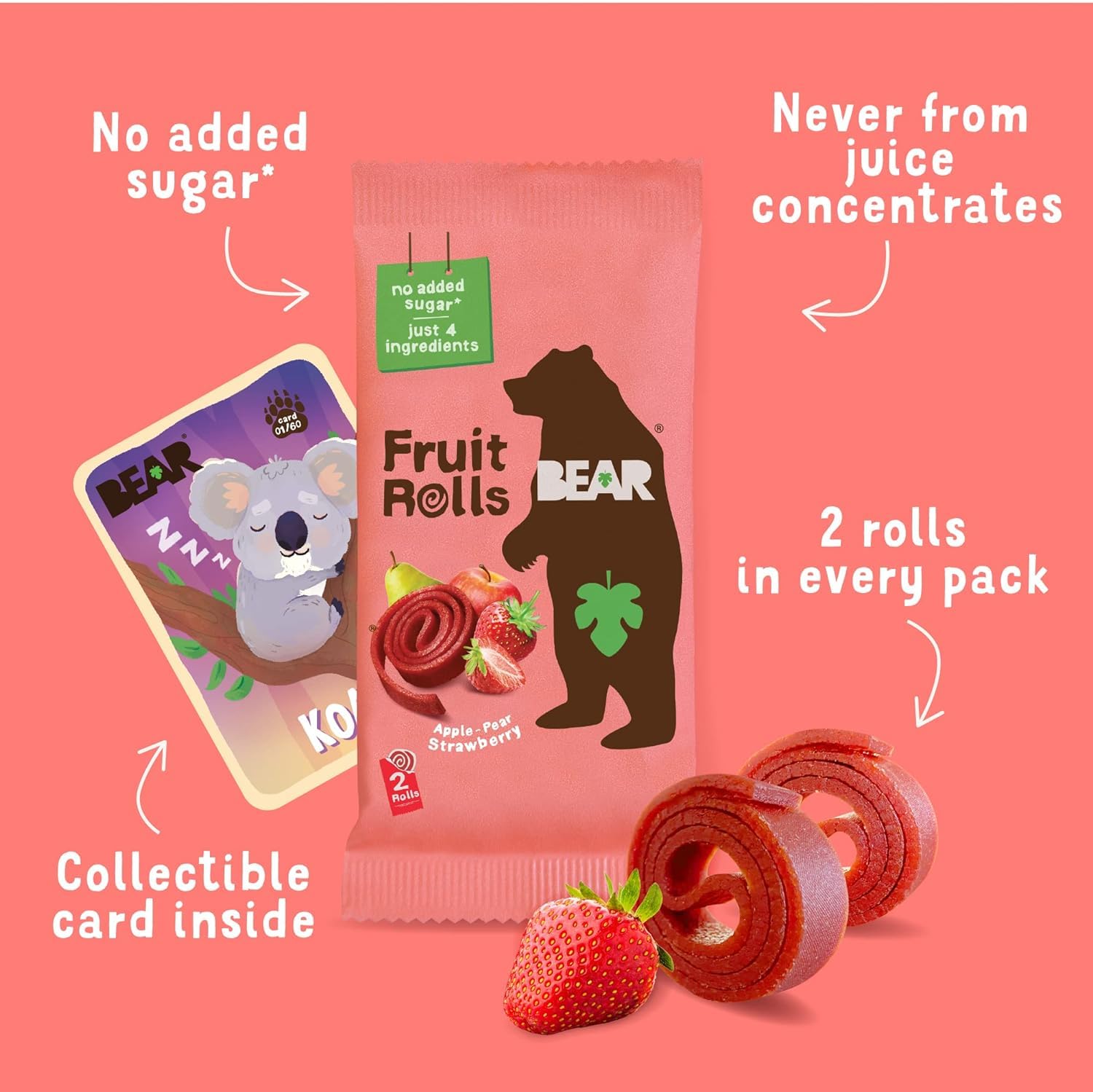 BEAR tarjeta coleccionable abierta, entretenimiento y sorpresa en almuerzos