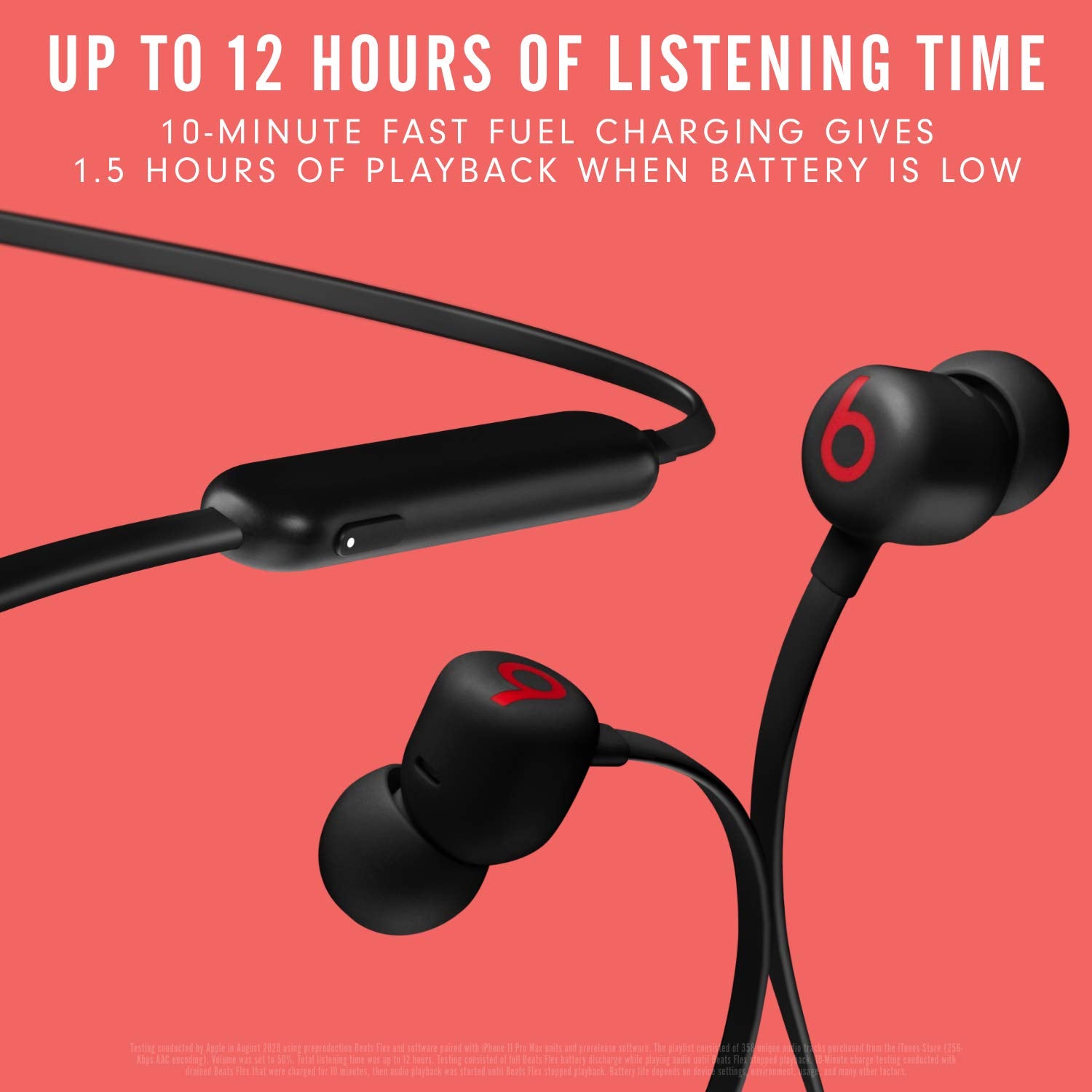 Detalle del auricular Beats Flex con textura y driver visible