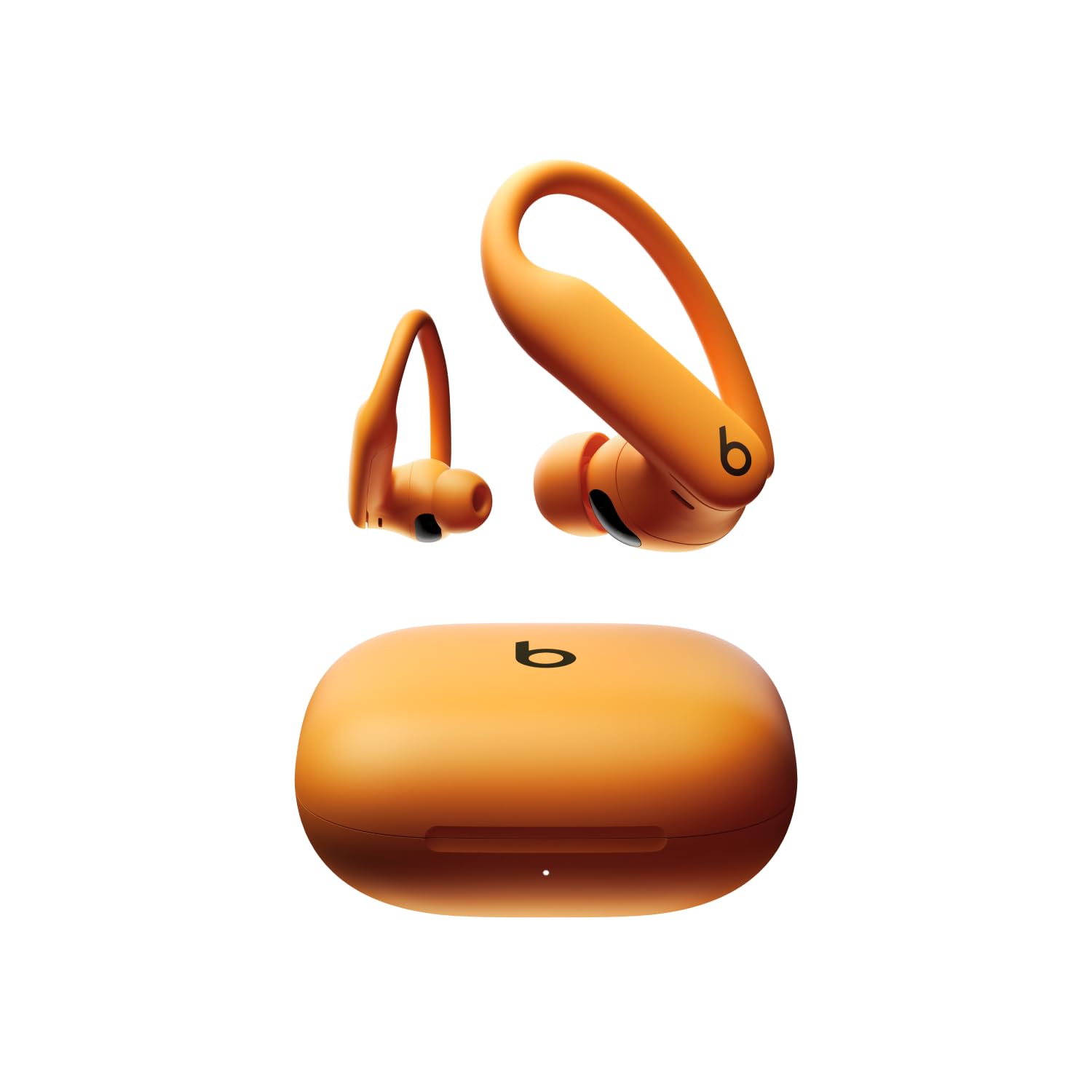 Beats Powerbeats Pro 2 vista frontal naranja con diseño ergonómico y sujeción segura