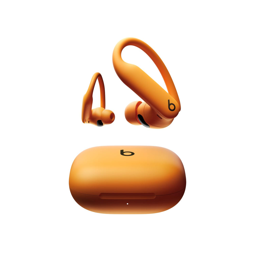 Beats Powerbeats Pro 2 vista frontal naranja con diseño ergonómico y sujeción segura