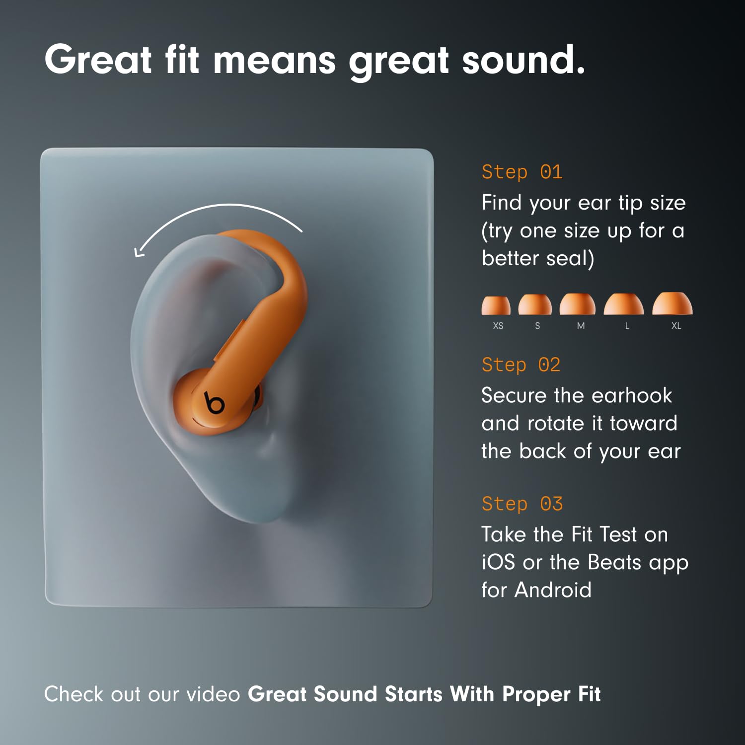Beats gancho auricular Powerbeats Pro 2 cerca demostrando sujeción segura