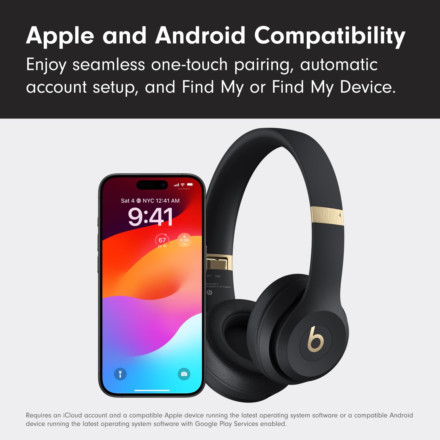 Beats Solo 4 logo lateral en primer plano identidad de marca y acabado premium