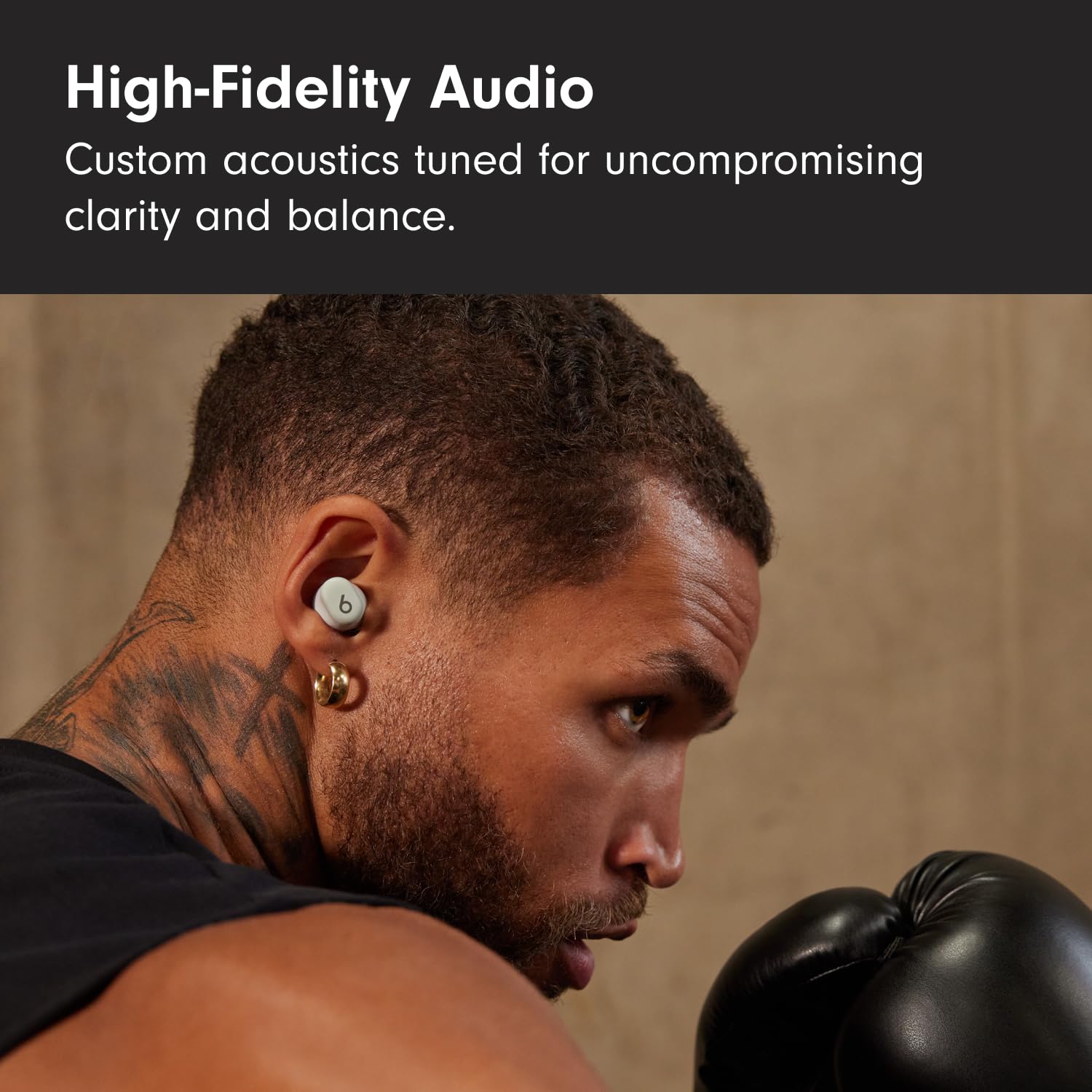 Beats Solo Buds primer plano del driver mostrando calidad de sonido