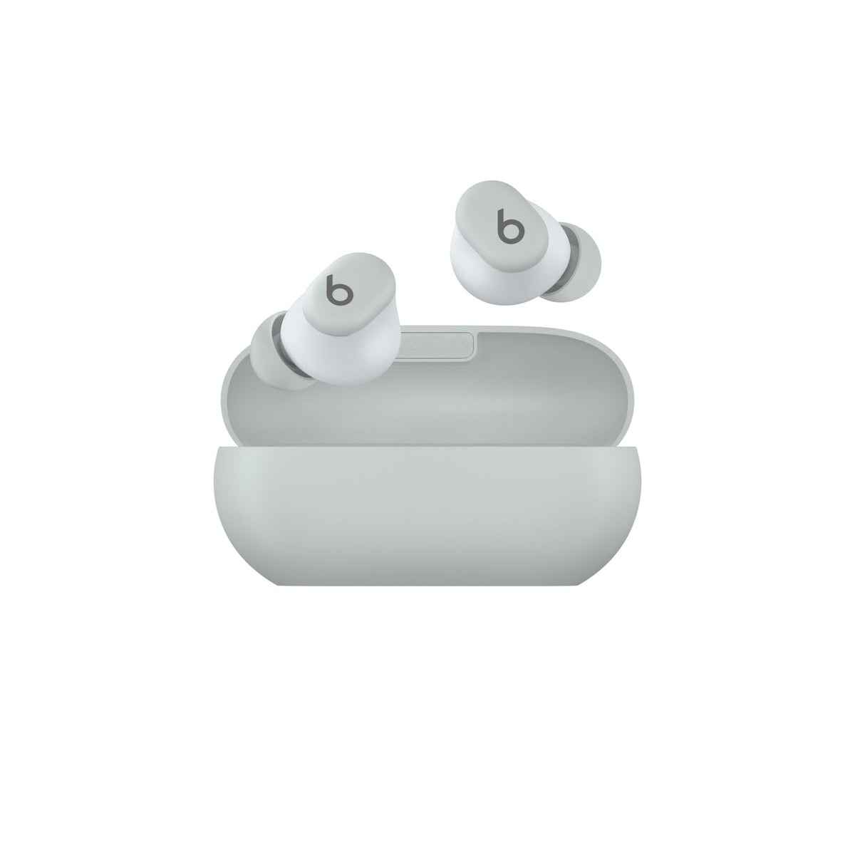 Beats Solo Buds frontal mostrando diseño compacto y fácil transporte