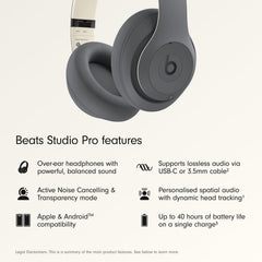 Beats Studio Pro almohadilla UltraPlush en Sand Gray destacando confort duradero