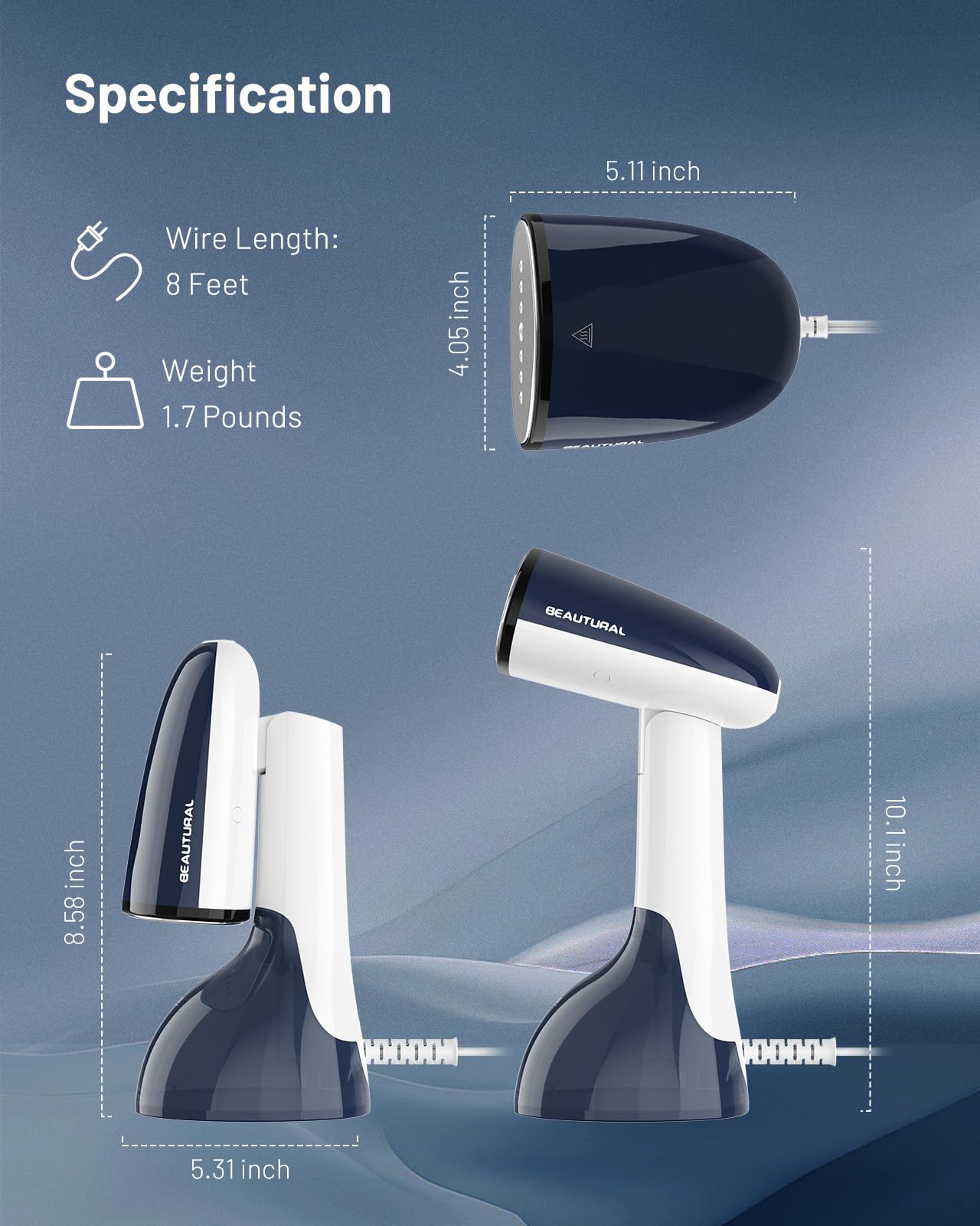 BEAUTURAL vaporizador usado en una cortina del salón para refrescar y desarrugar tejidos