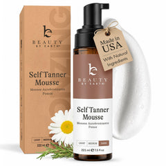 Beauty by Earth envase frontal mostrando la mousse para bronceado natural