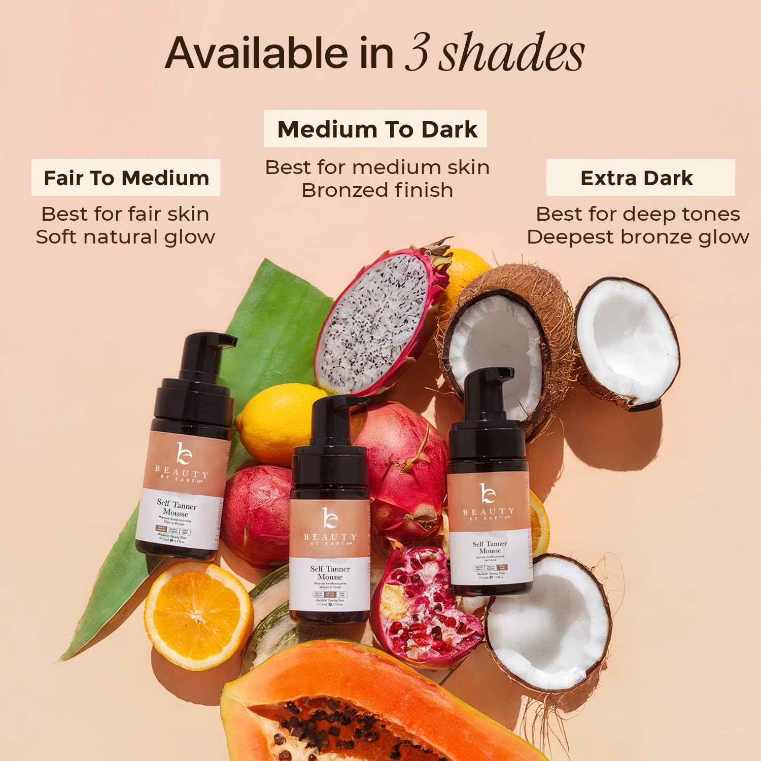 Beauty by Earth packaging laid with ingredients to show clean formula