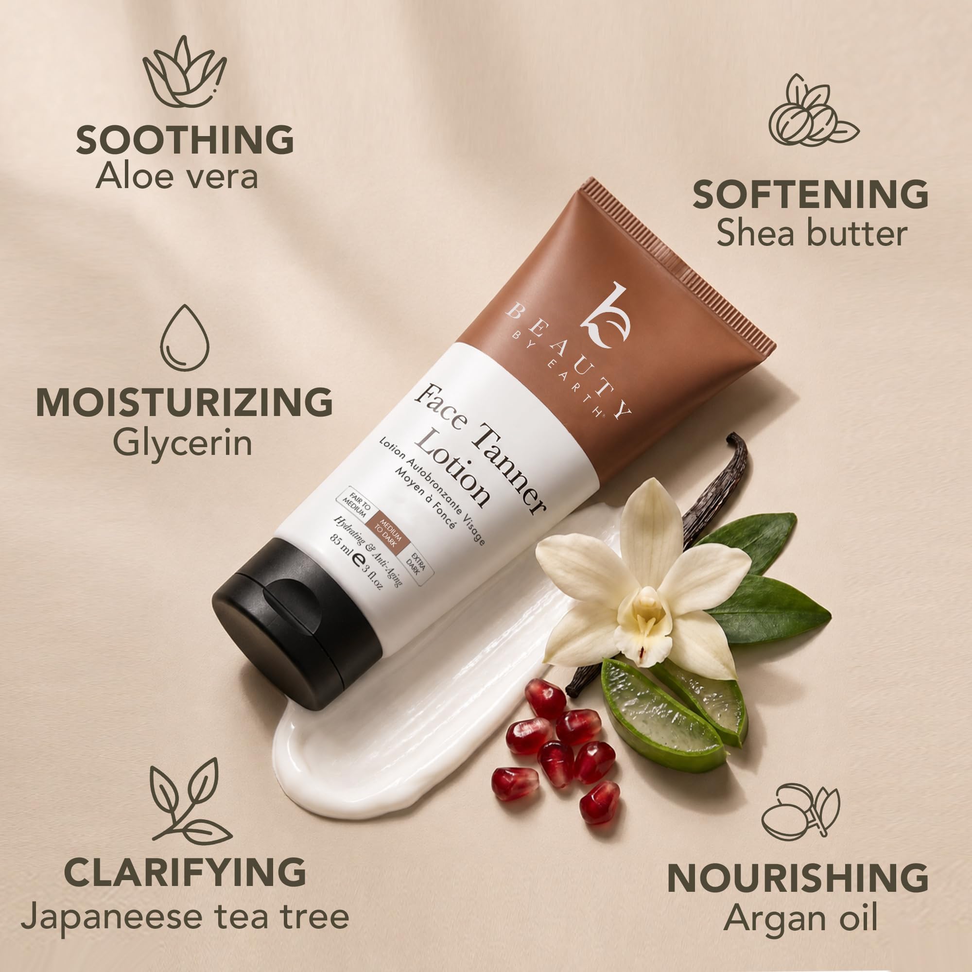 Beauty by Earth rostro con bronceado natural que mejora la tez