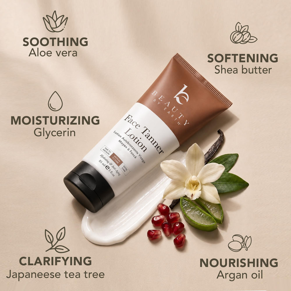 Beauty by Earth rostro con bronceado natural que mejora la tez