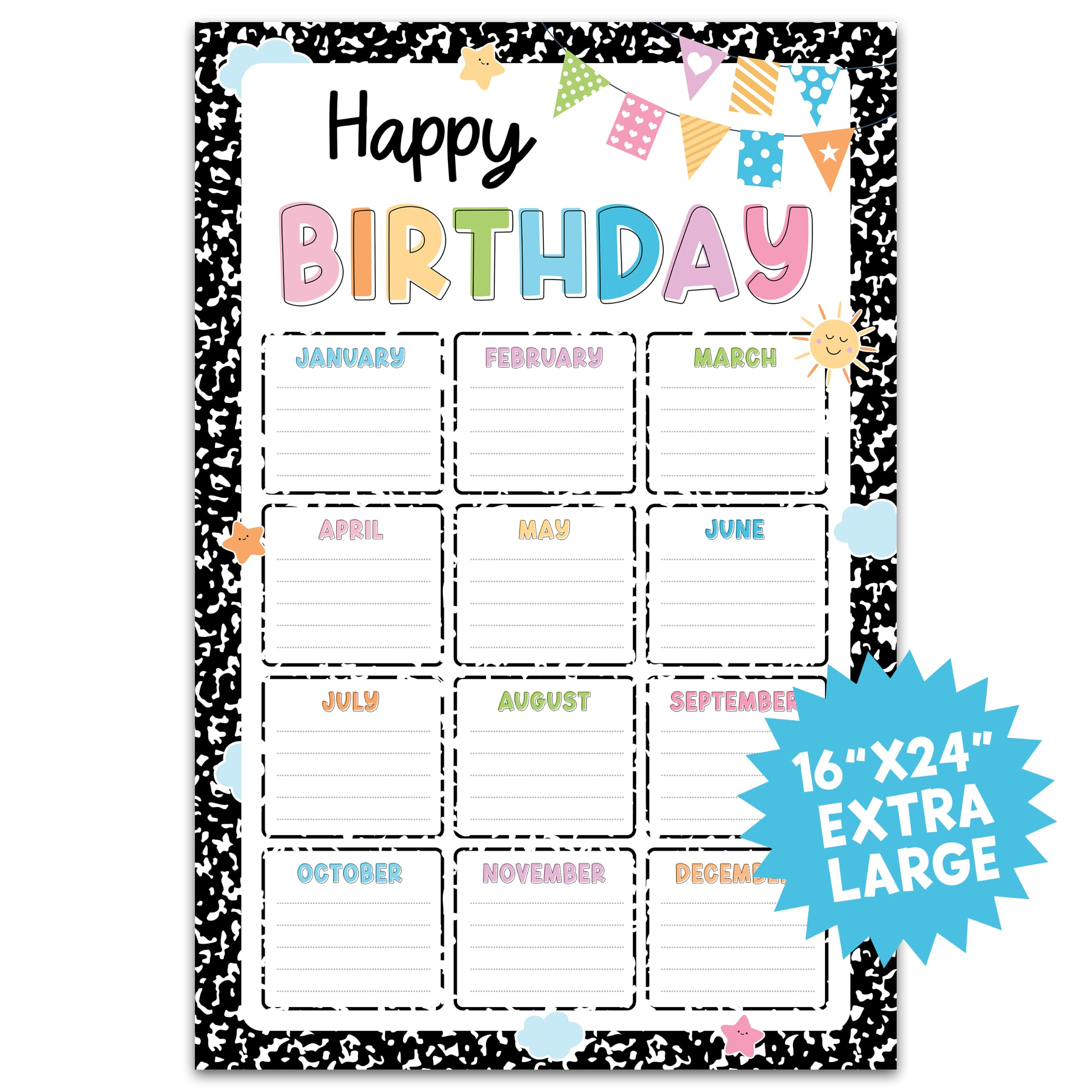 BEAWART póster frontal 16x24 que decora aula y celebra cumpleaños