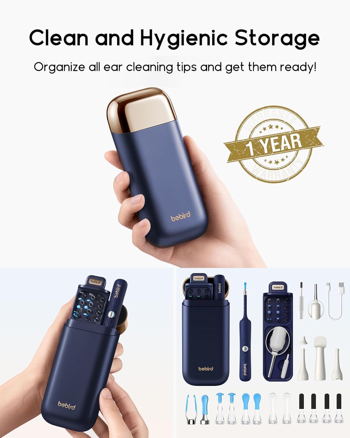 BEBIRD kit sobre mesa familiar, ideal para limpieza auditiva en casa de forma segura