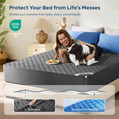 BEDLORE capa TPU impermeable mostrando barrera contra líquidos