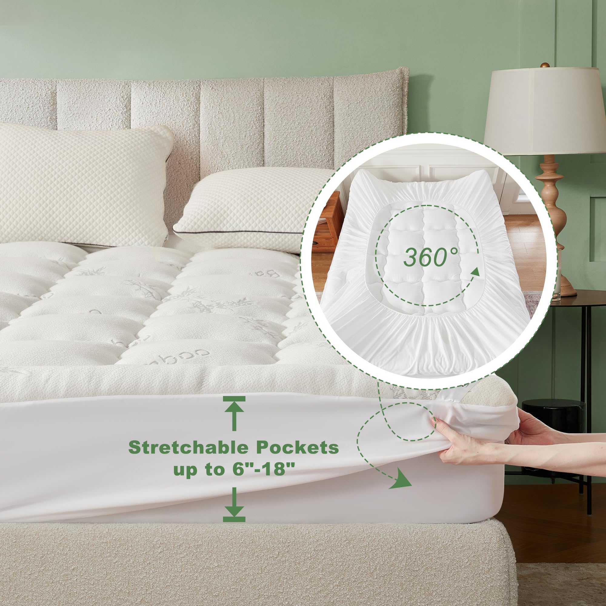 BEDLORE comparación de grosor del topper mostrando acolchado adicional