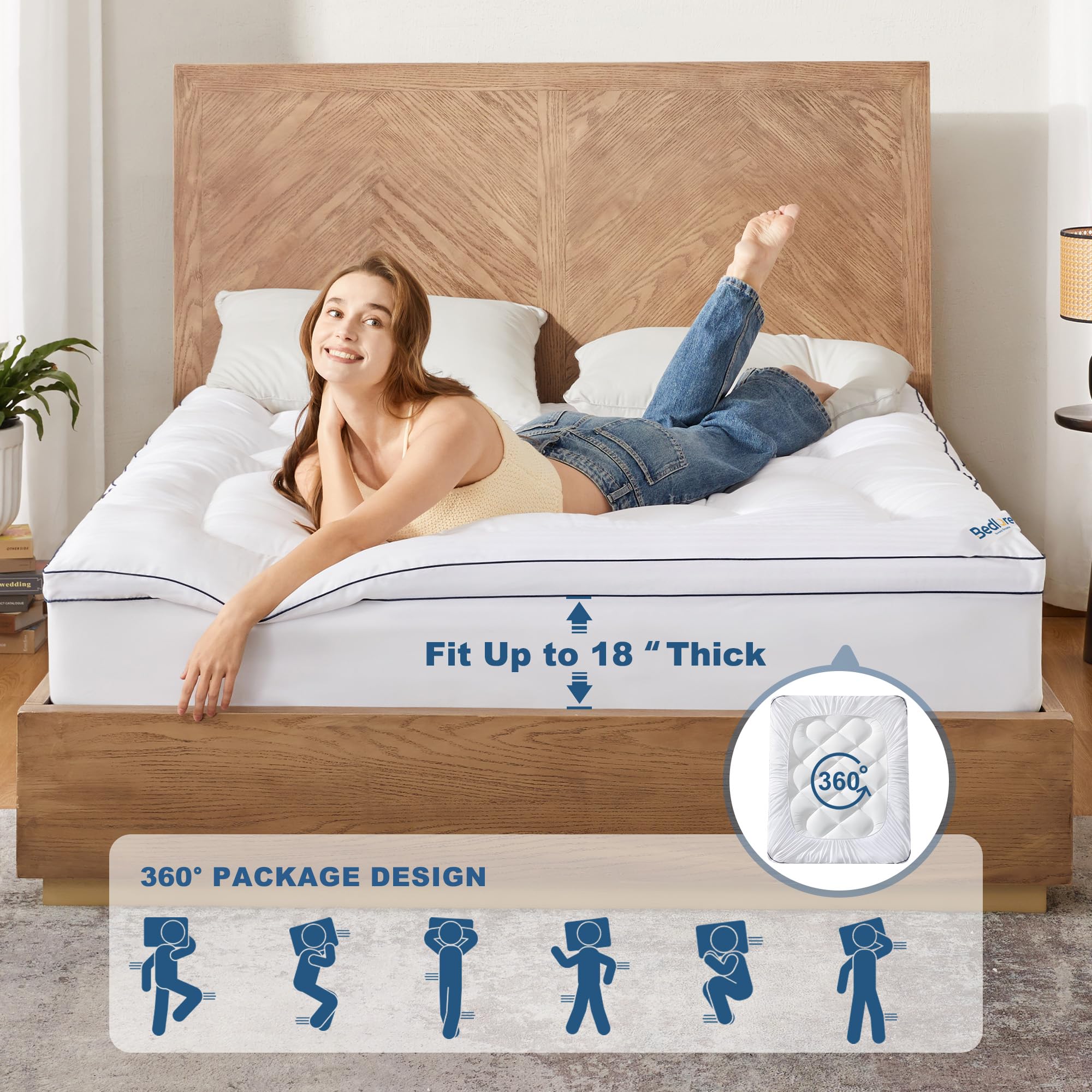 Comparación de grosor BEDLORE frente a regla para visualizar la capa extra de confort
