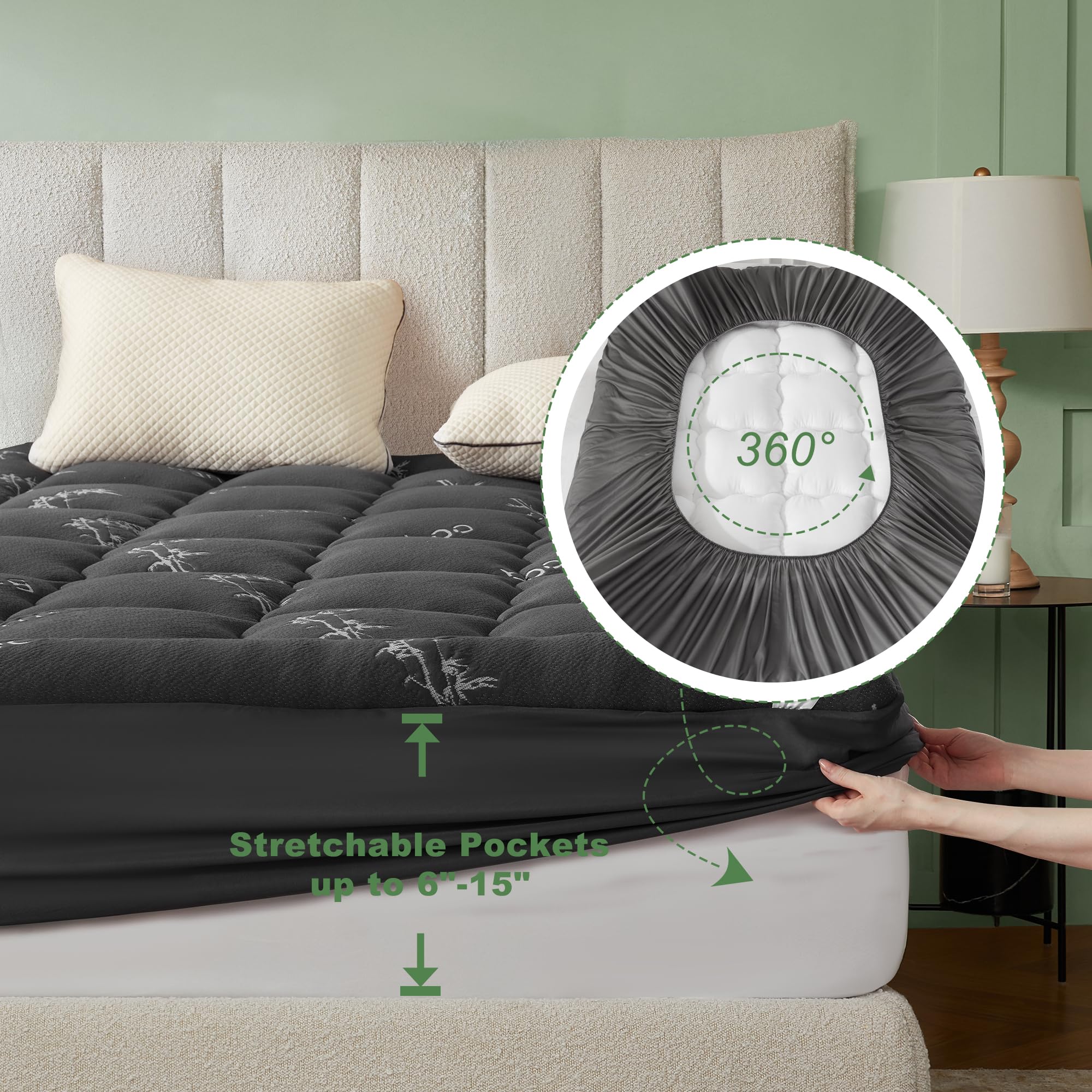 BEDLORE etiqueta con materiales y símbolos de cuidado claros