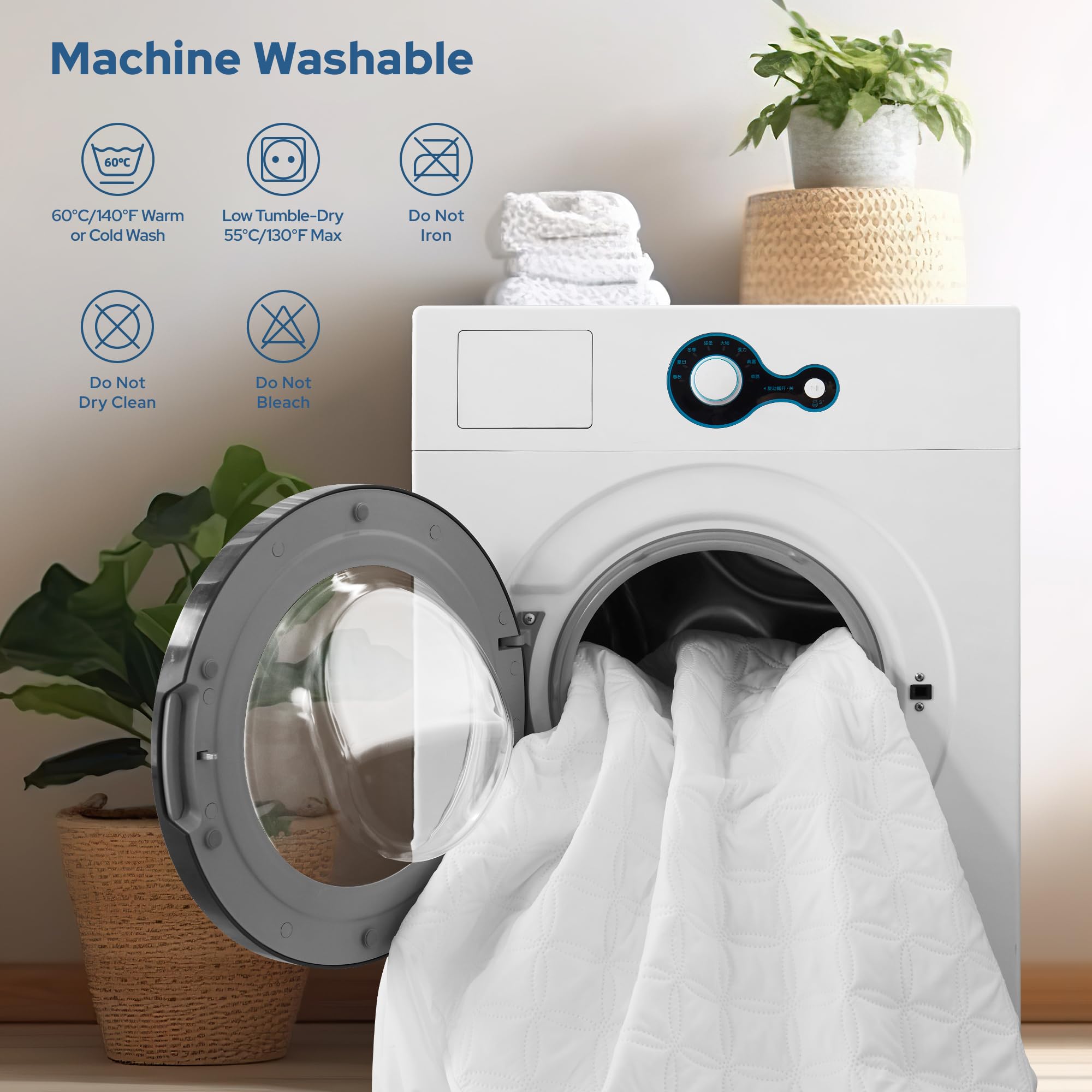 BEDLORE protector colocado en cama King, aspecto cómodo y discreto